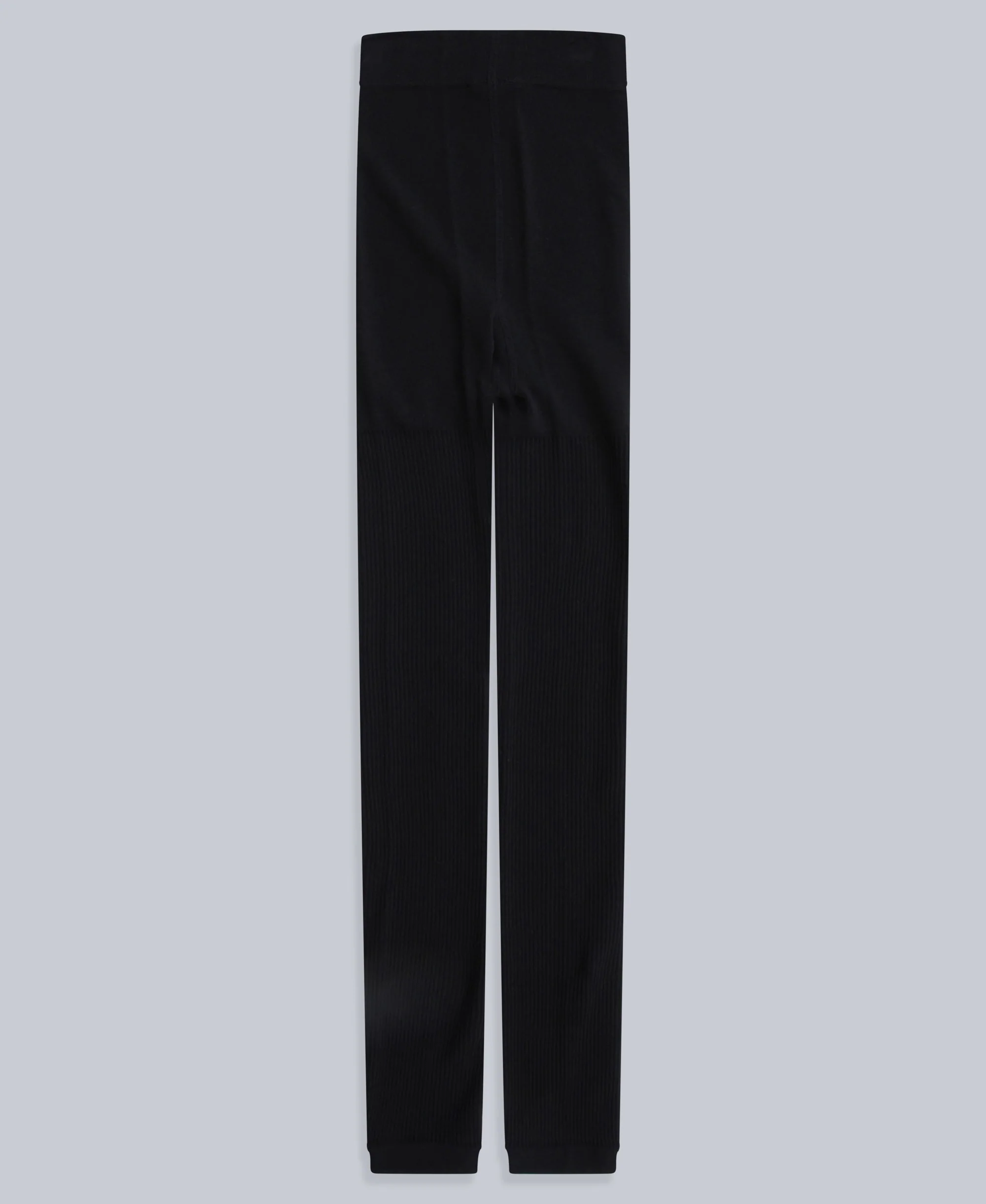 Fleece Lined Ribbed Womens Leggings - Black - Image 2
