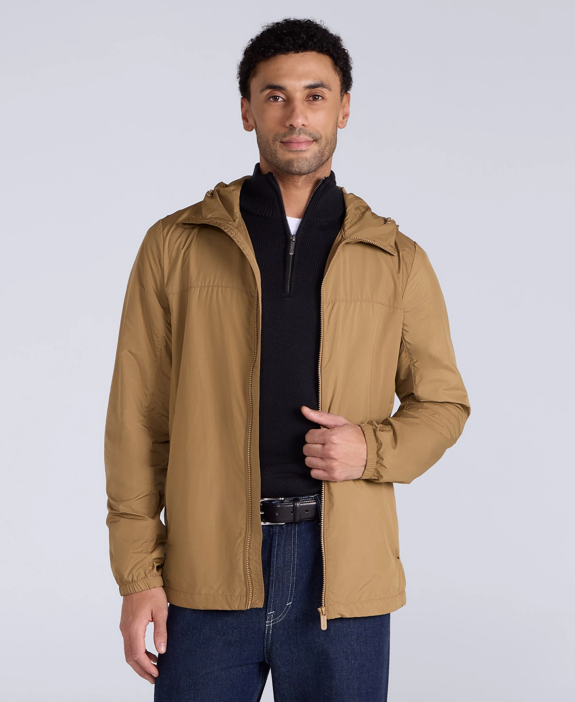 Animal Sunrise Mens Light Packable Travel Jacket - Tan