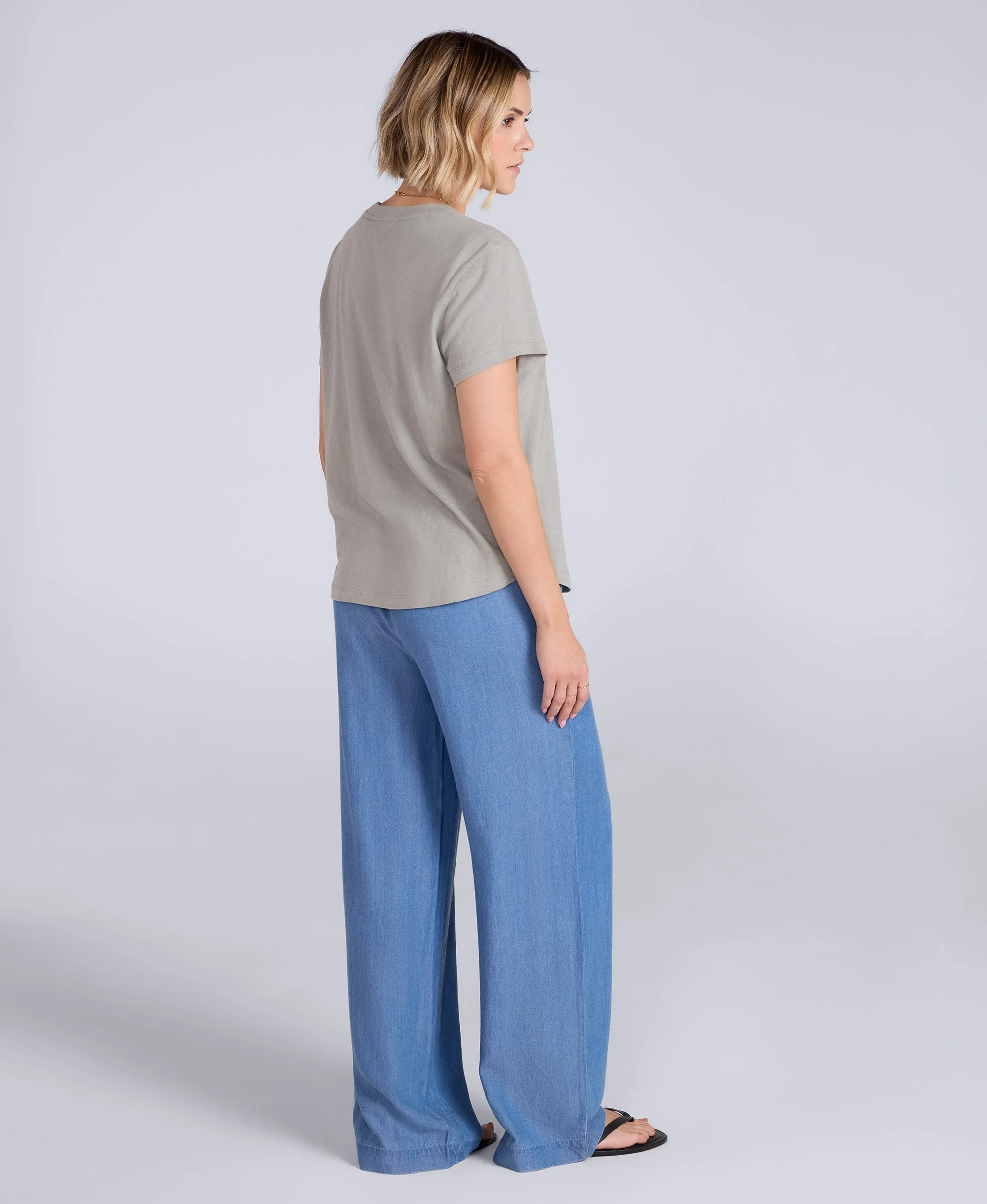 Miley Womens Linen Blend T-Shirt - Pale Green - Image 4