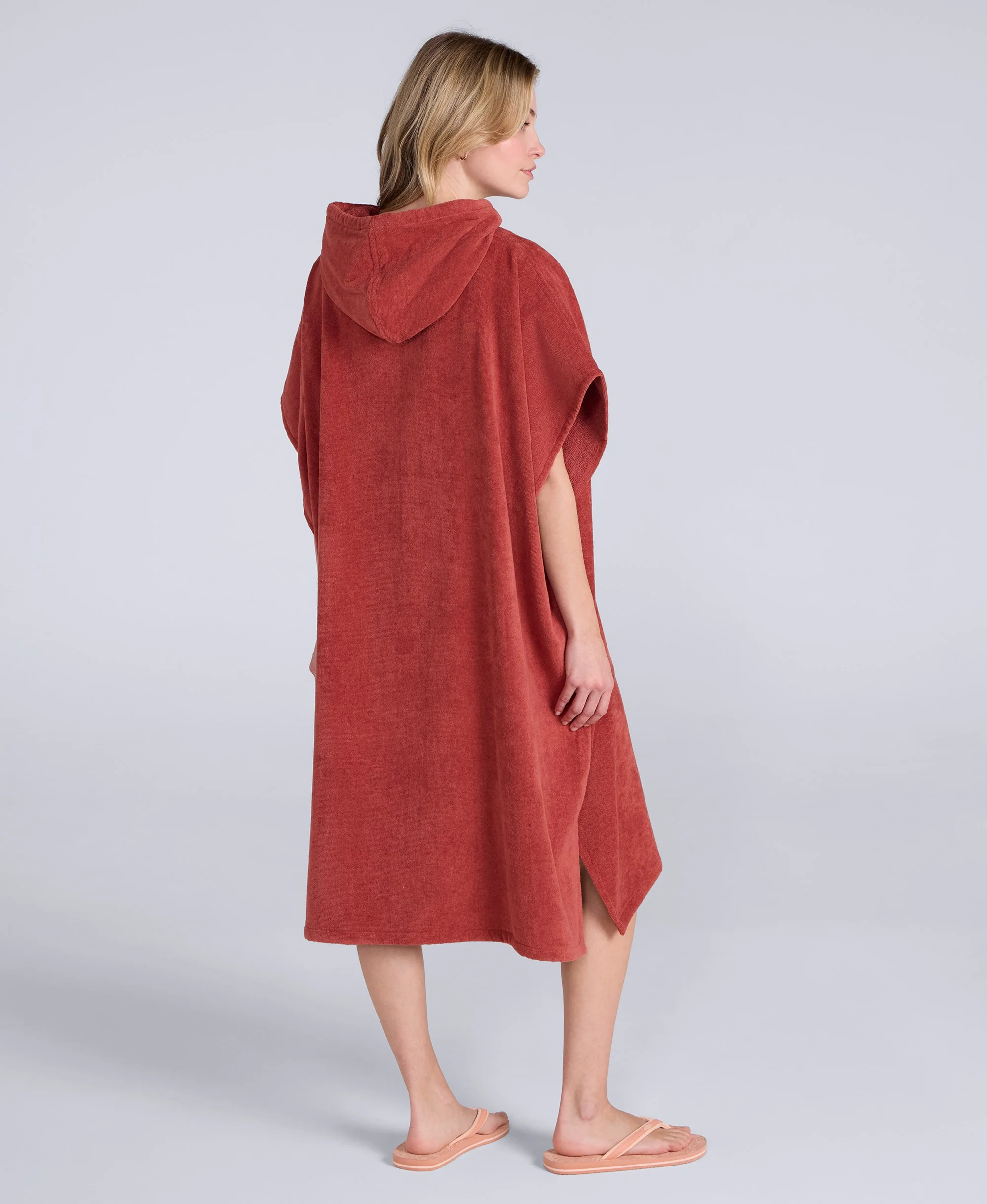 Anna Womens Towelling Poncho - Rust - Image 4