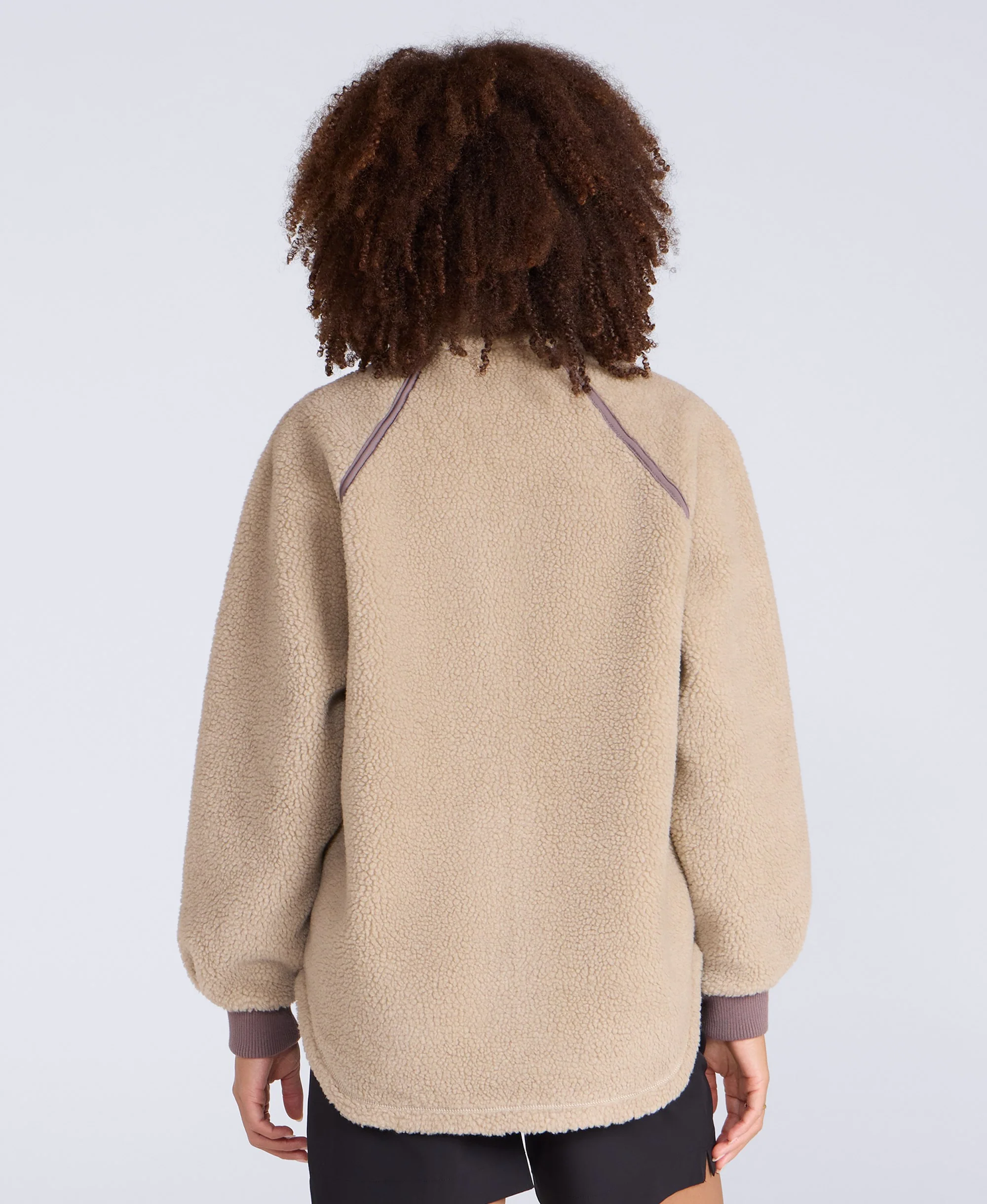 Bonnie Womens Trim Borg Jacket - Dark Beige - Image 4