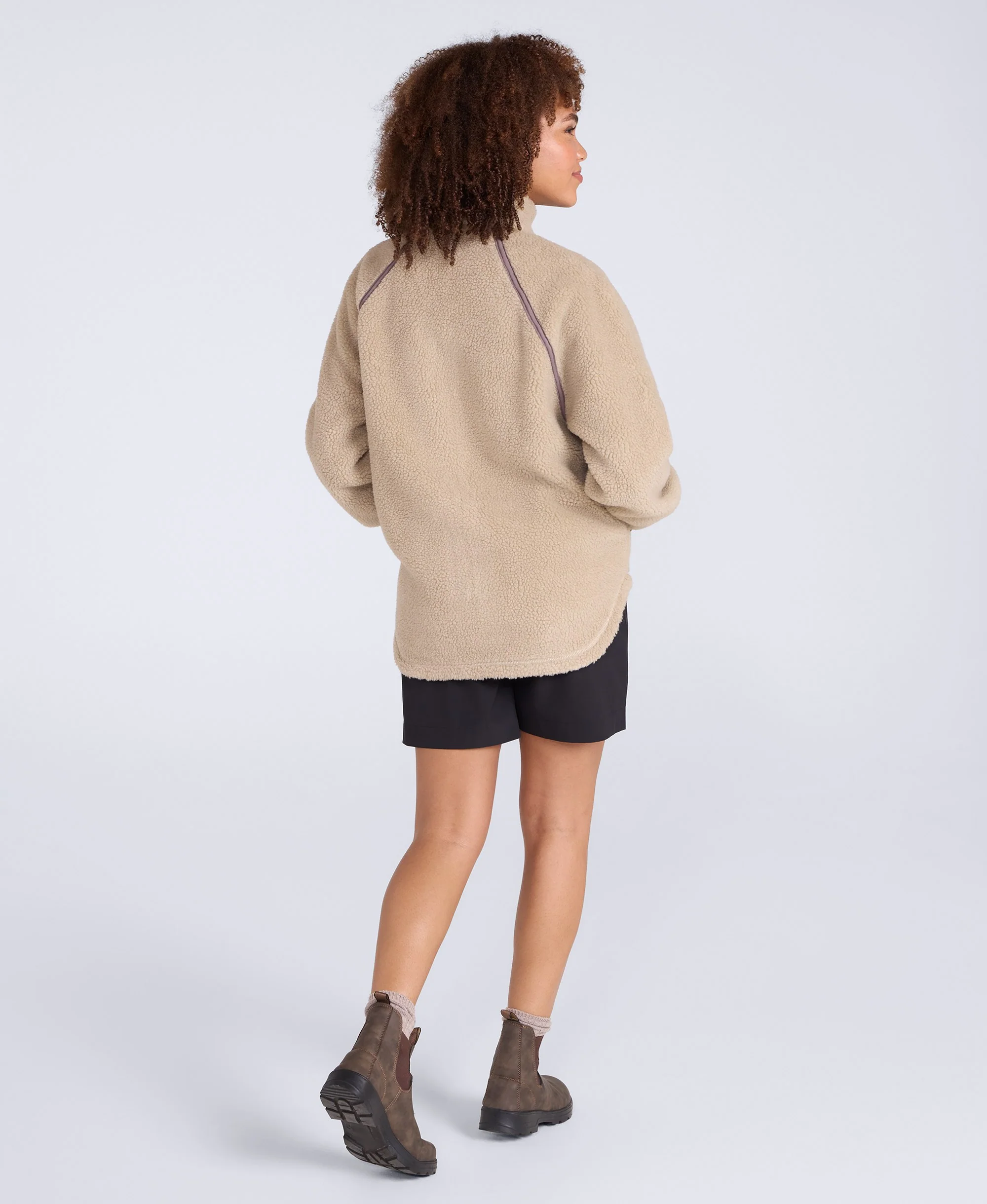 Bonnie Womens Trim Borg Jacket - Dark Beige - Image 5