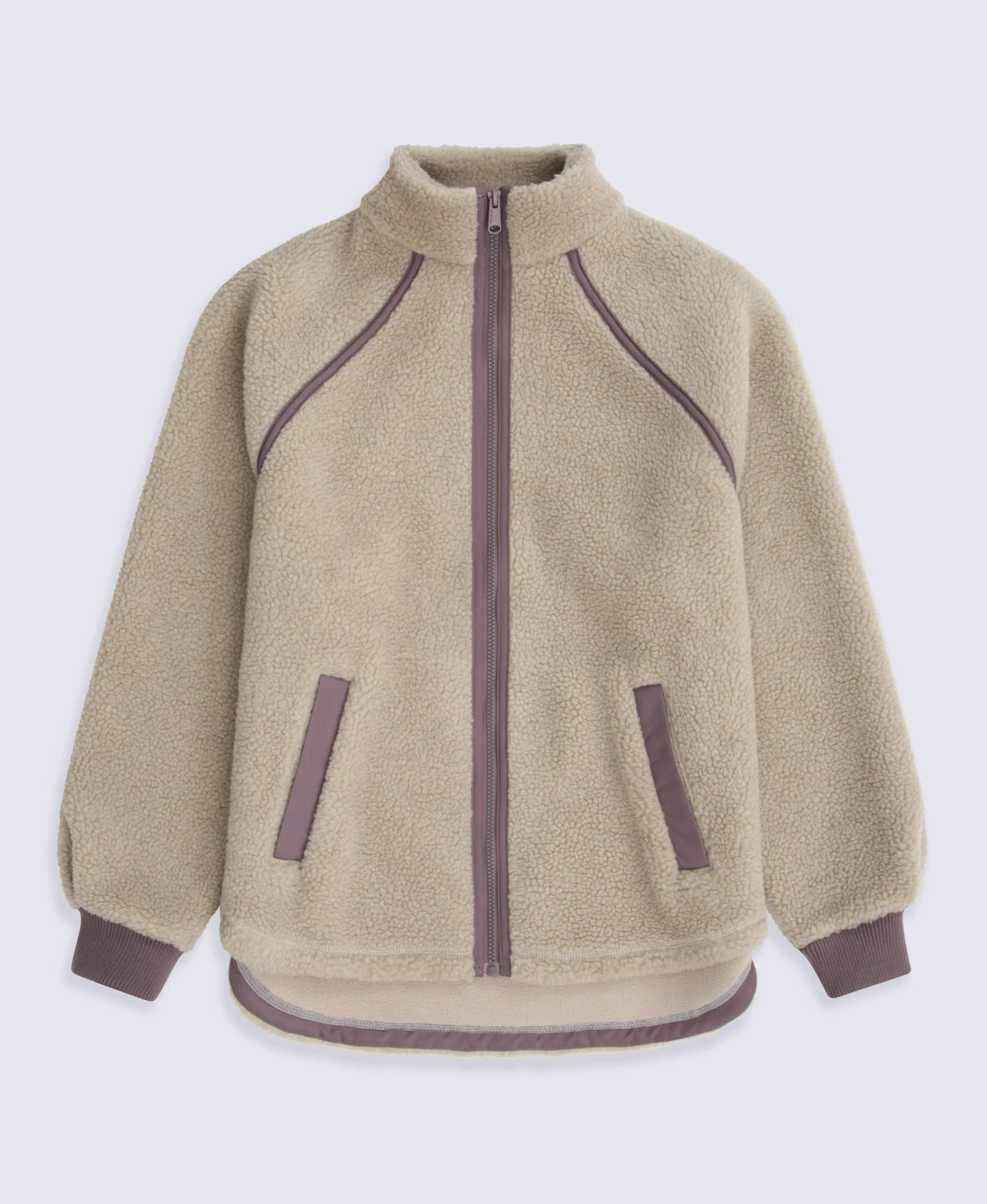 Bonnie Womens Trim Borg Jacket - Dark Beige - Image 6