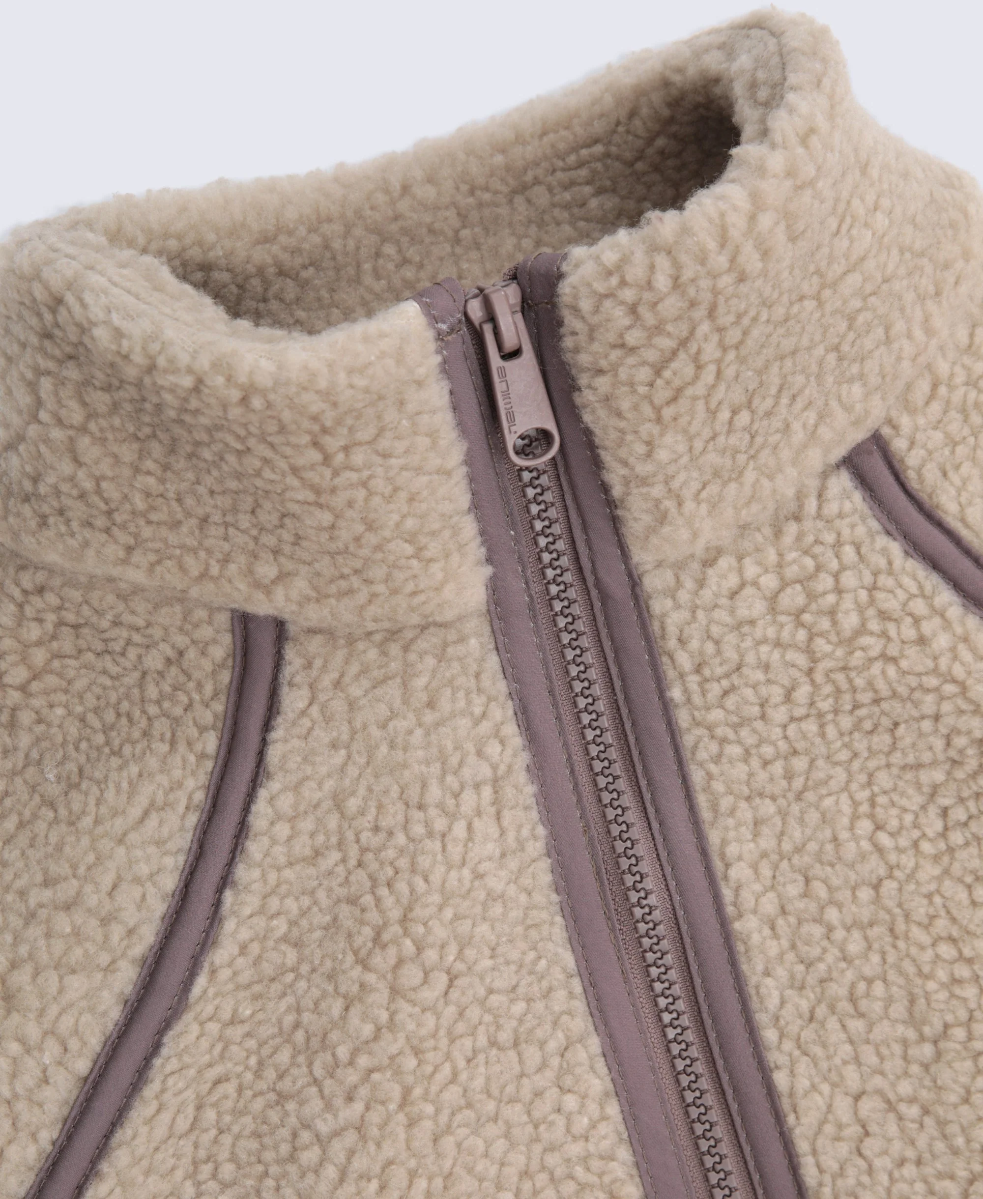 Bonnie Womens Trim Borg Jacket - Dark Beige - Image 8