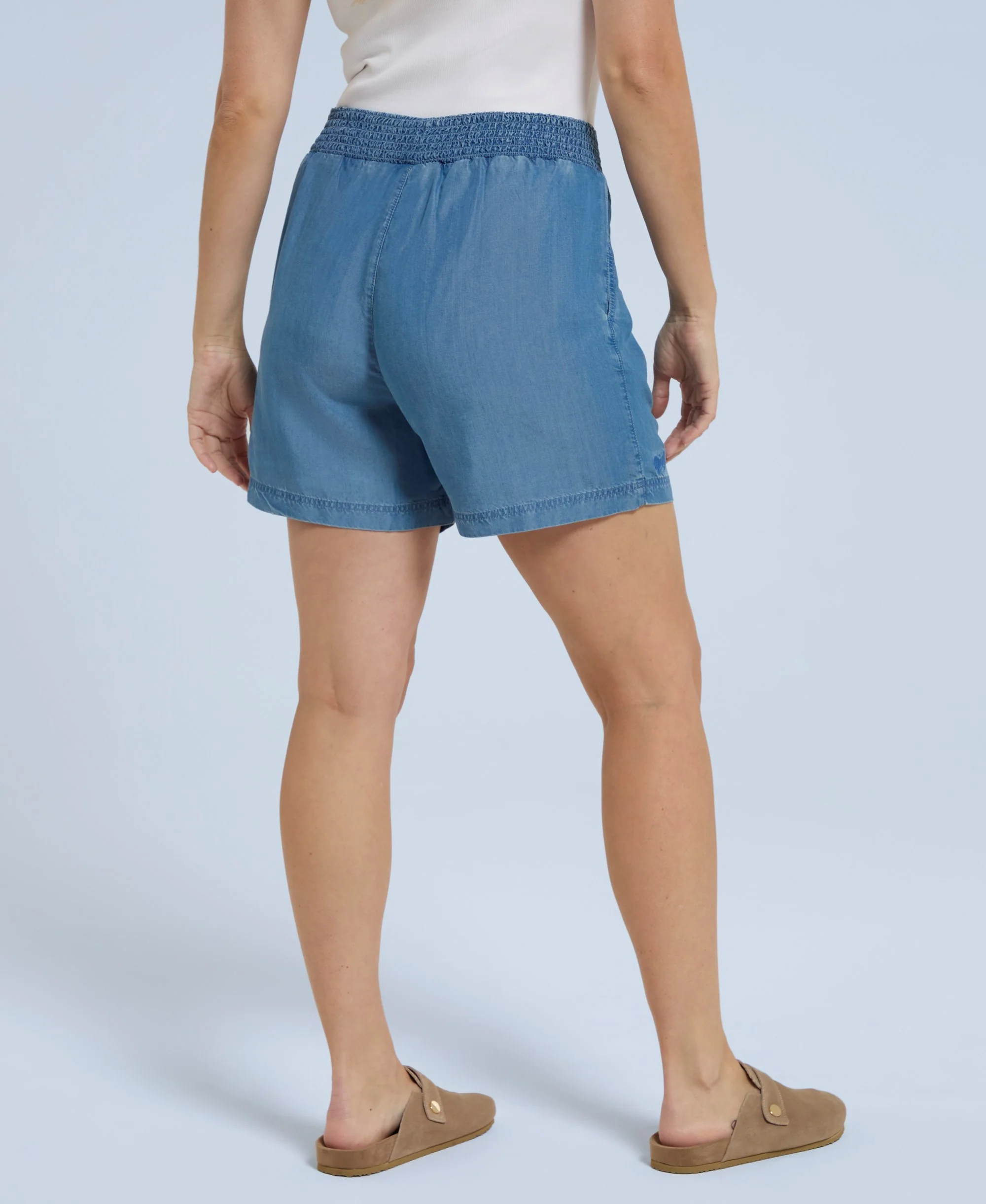 Carmen Womens Tencel Beach Shorts - Pale Blue - Image 3