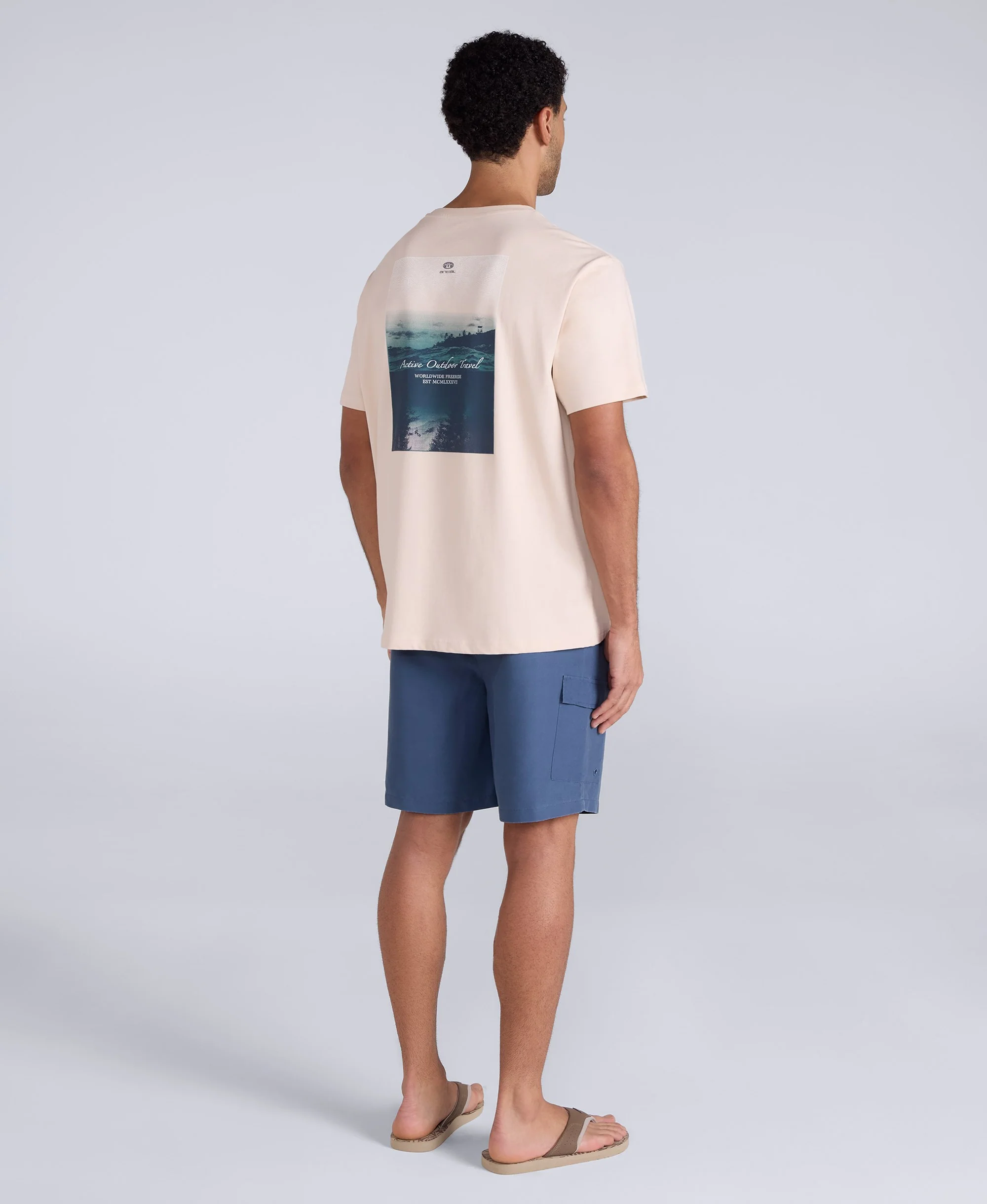 Chase Mens Graphic Relaxed T-Shirt - Cream - Image 4