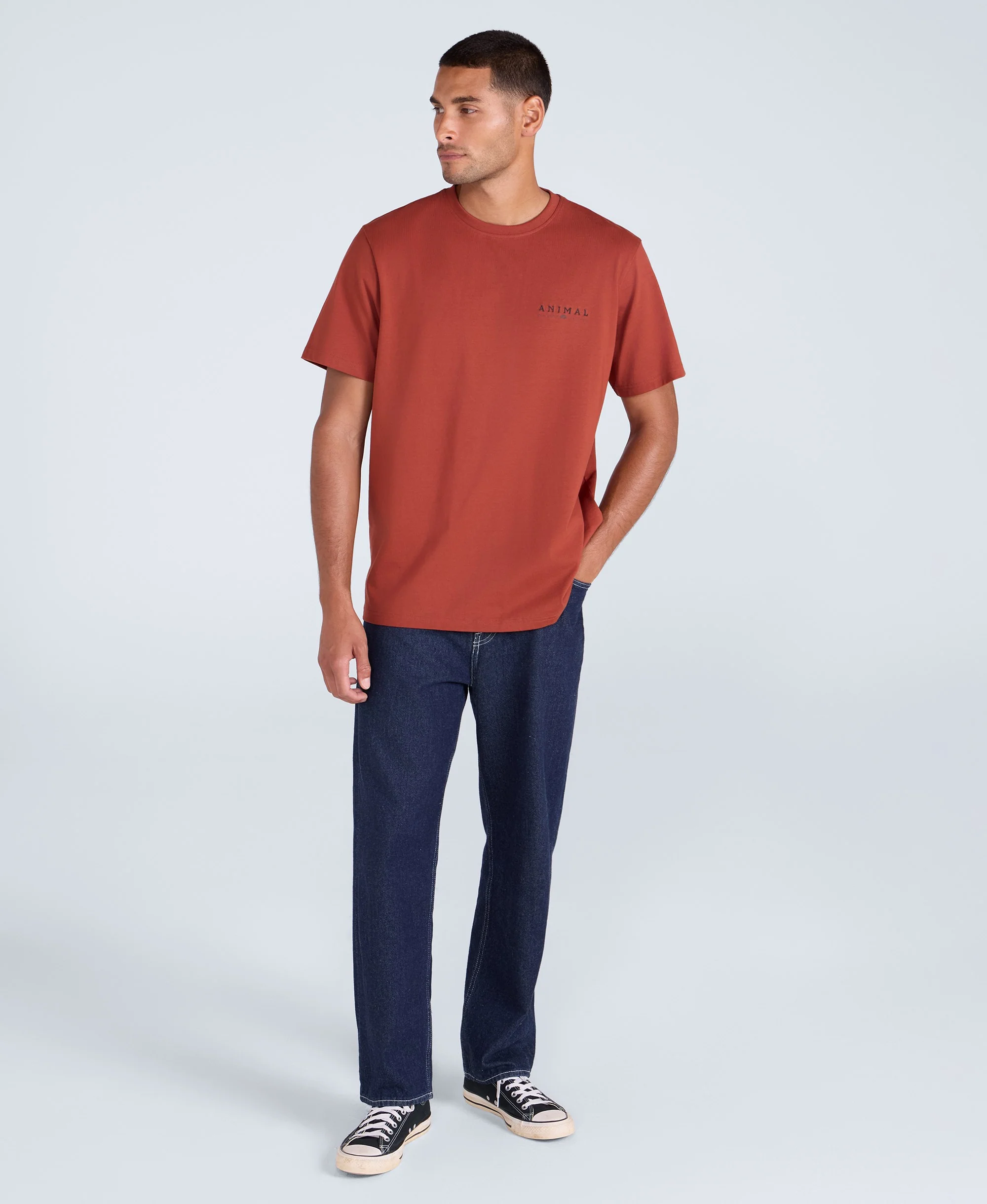 Chase Mens Plain Relaxed T-Shirt - Orange - Image 2