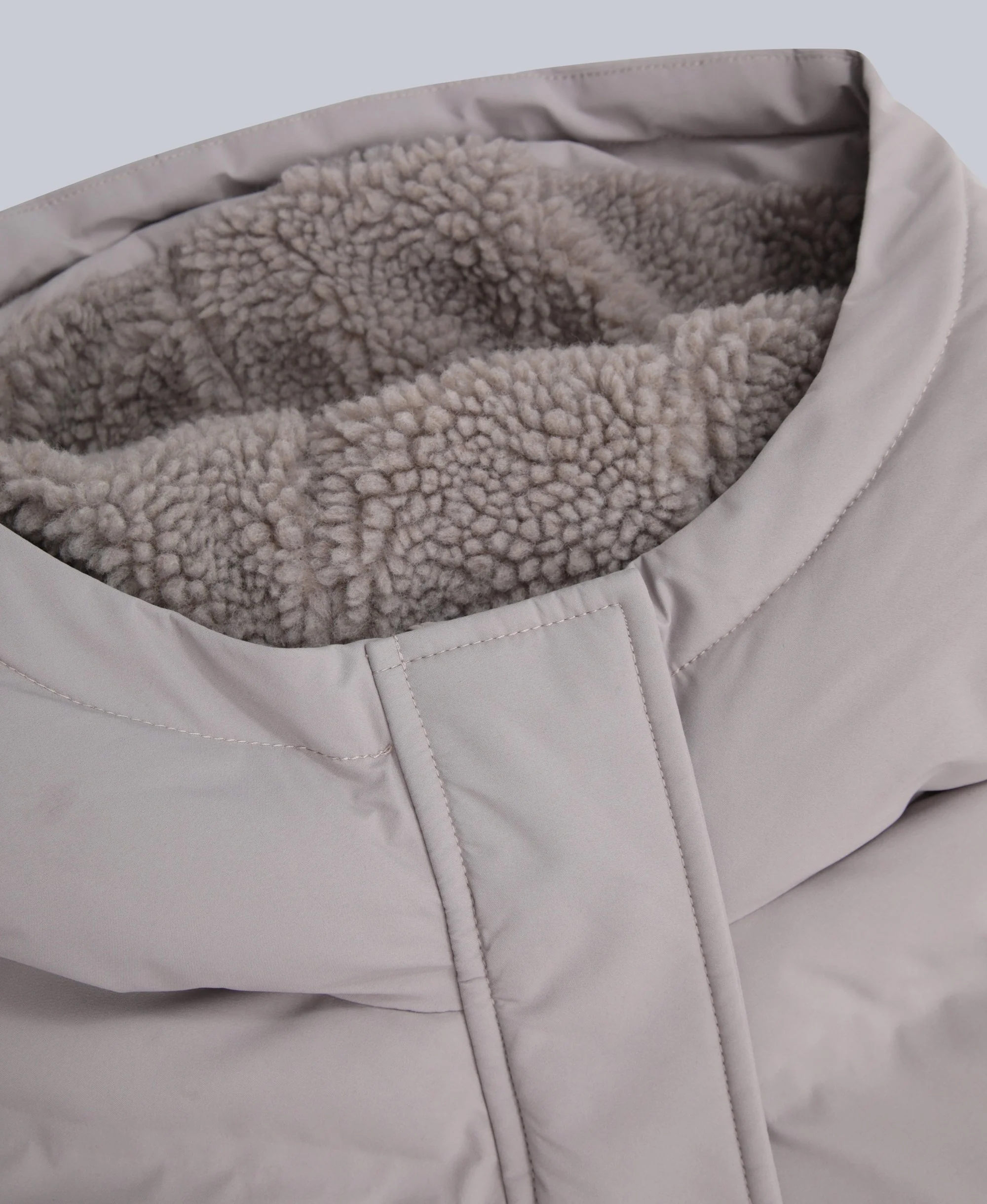 Cocoon Womens Borg Lined Padded Coat - Taupe - Image 8