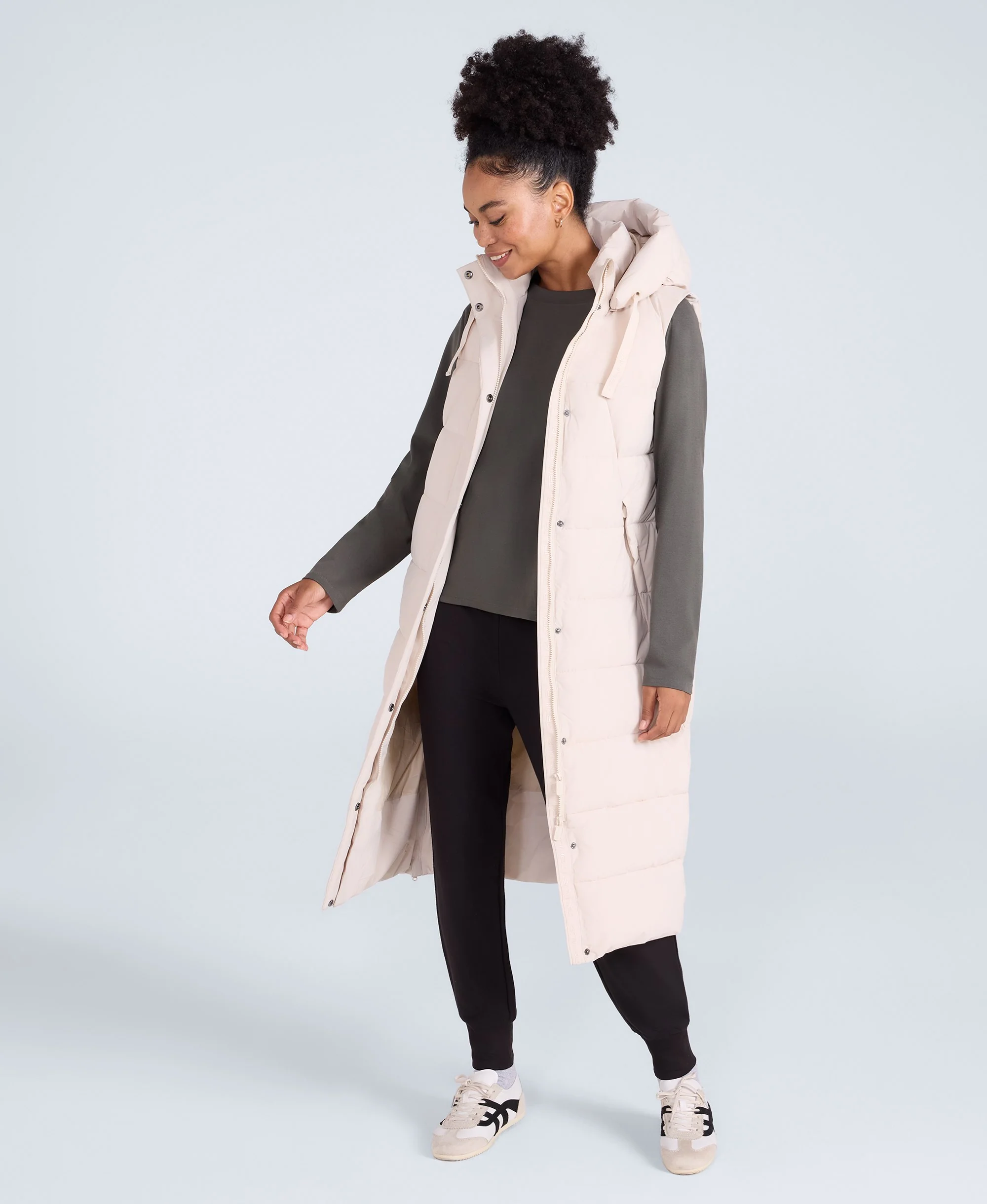 Comfort Zone Womens Longline Gilet - Beige - Image 3