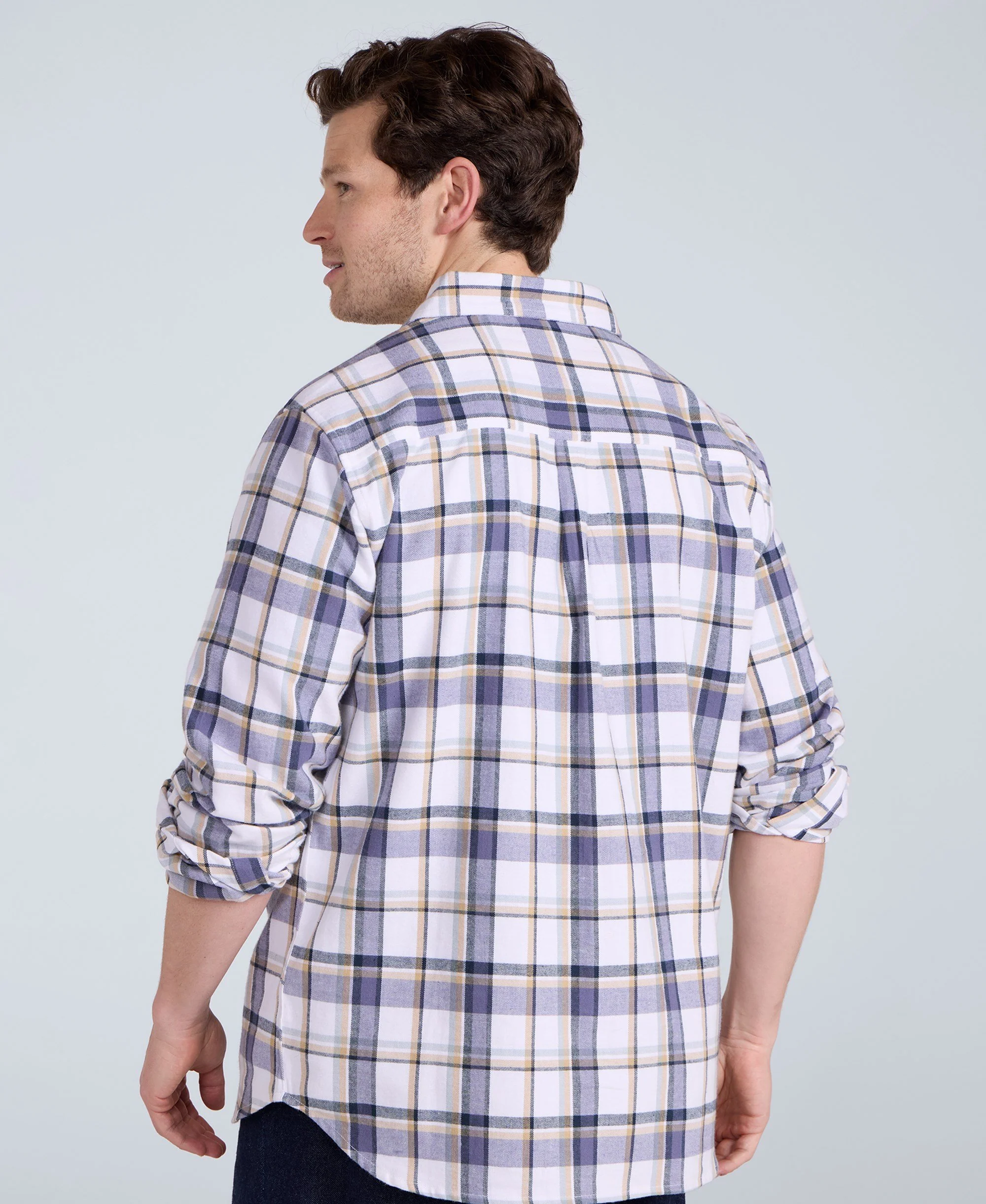 Cove Mens Flannel Shirt - Beige - Image 4