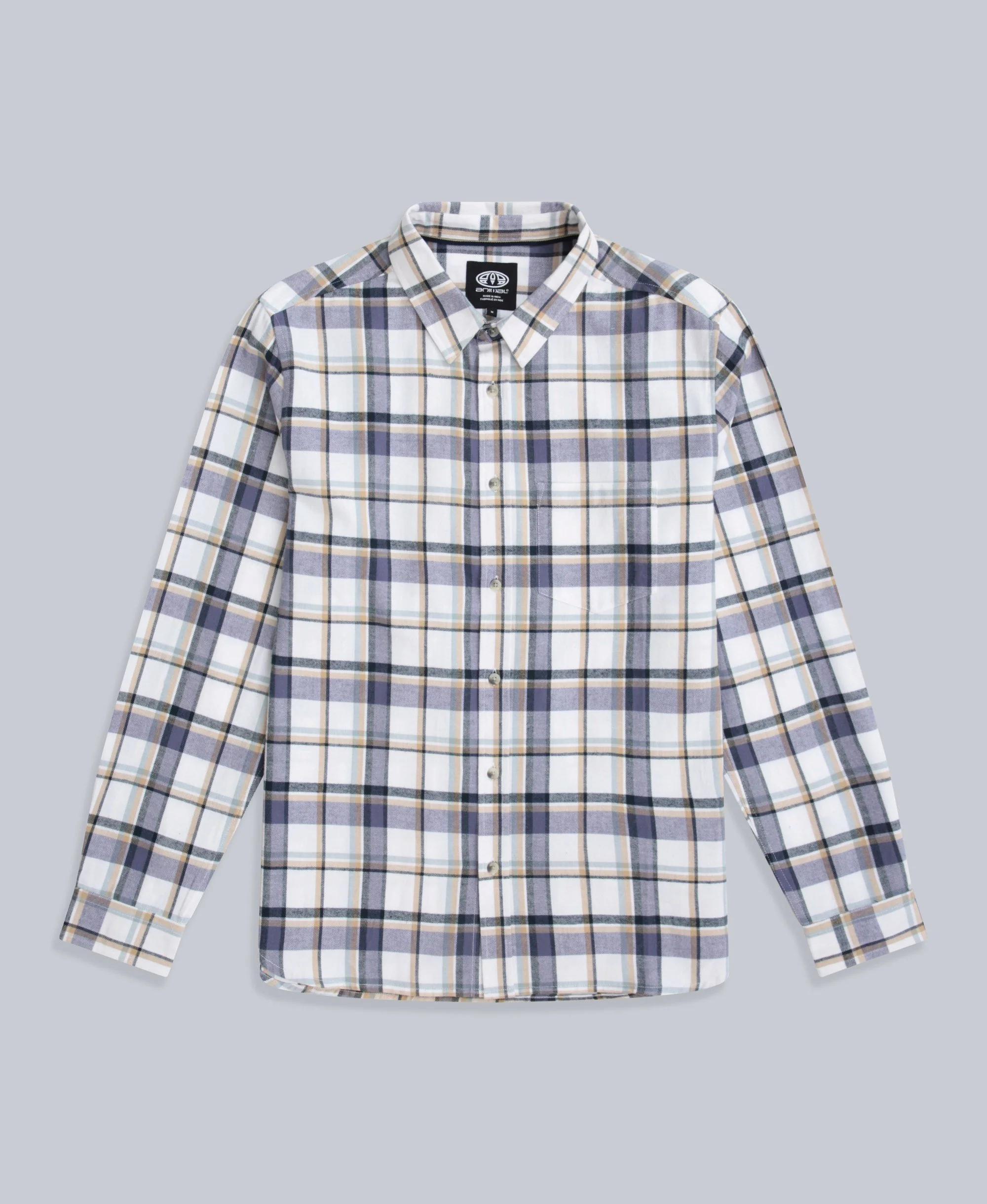Cove Mens Flannel Shirt - Beige - Image 5