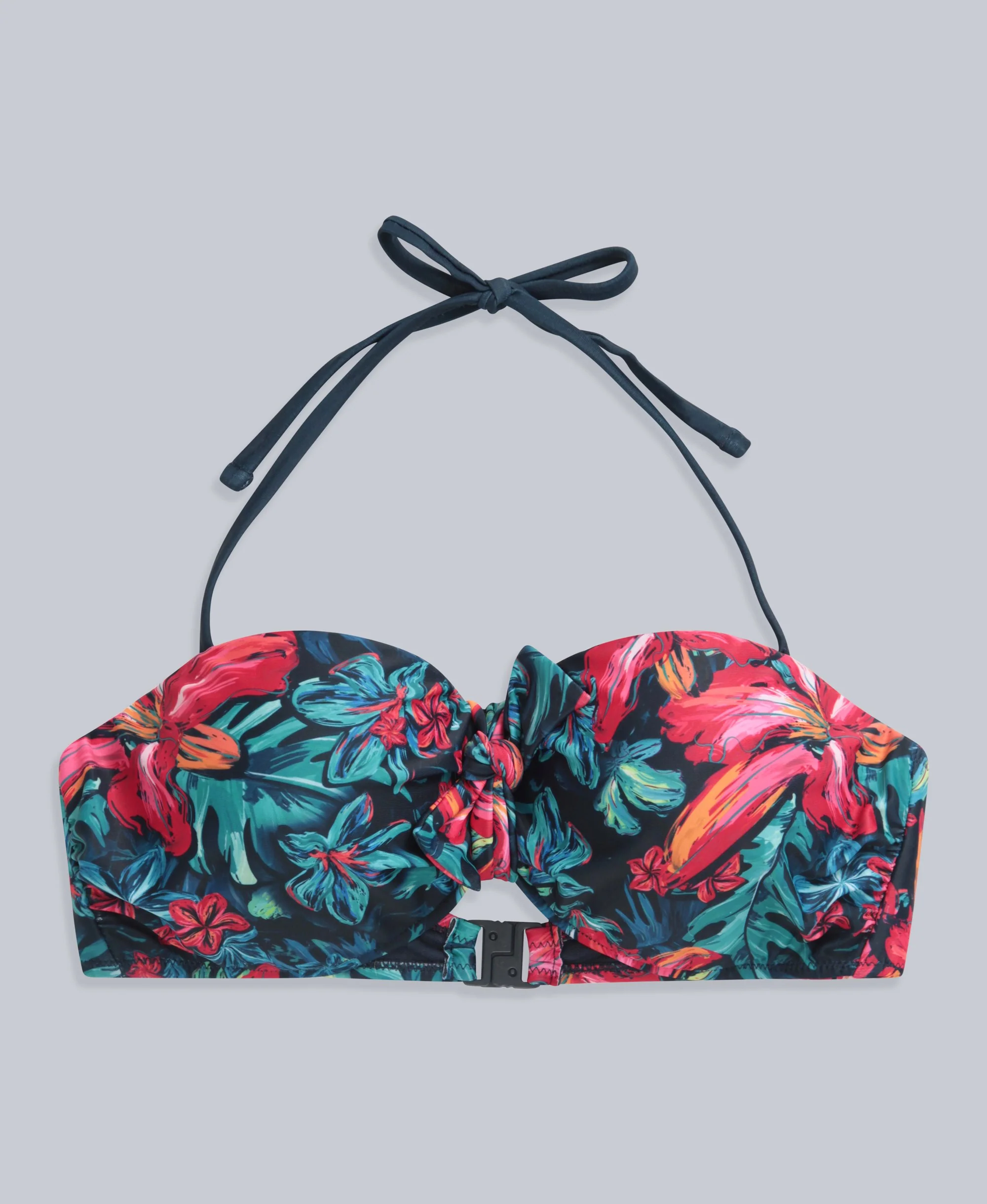 Docks Womens Printed Tie Front Bikini Top - Red - Image 6