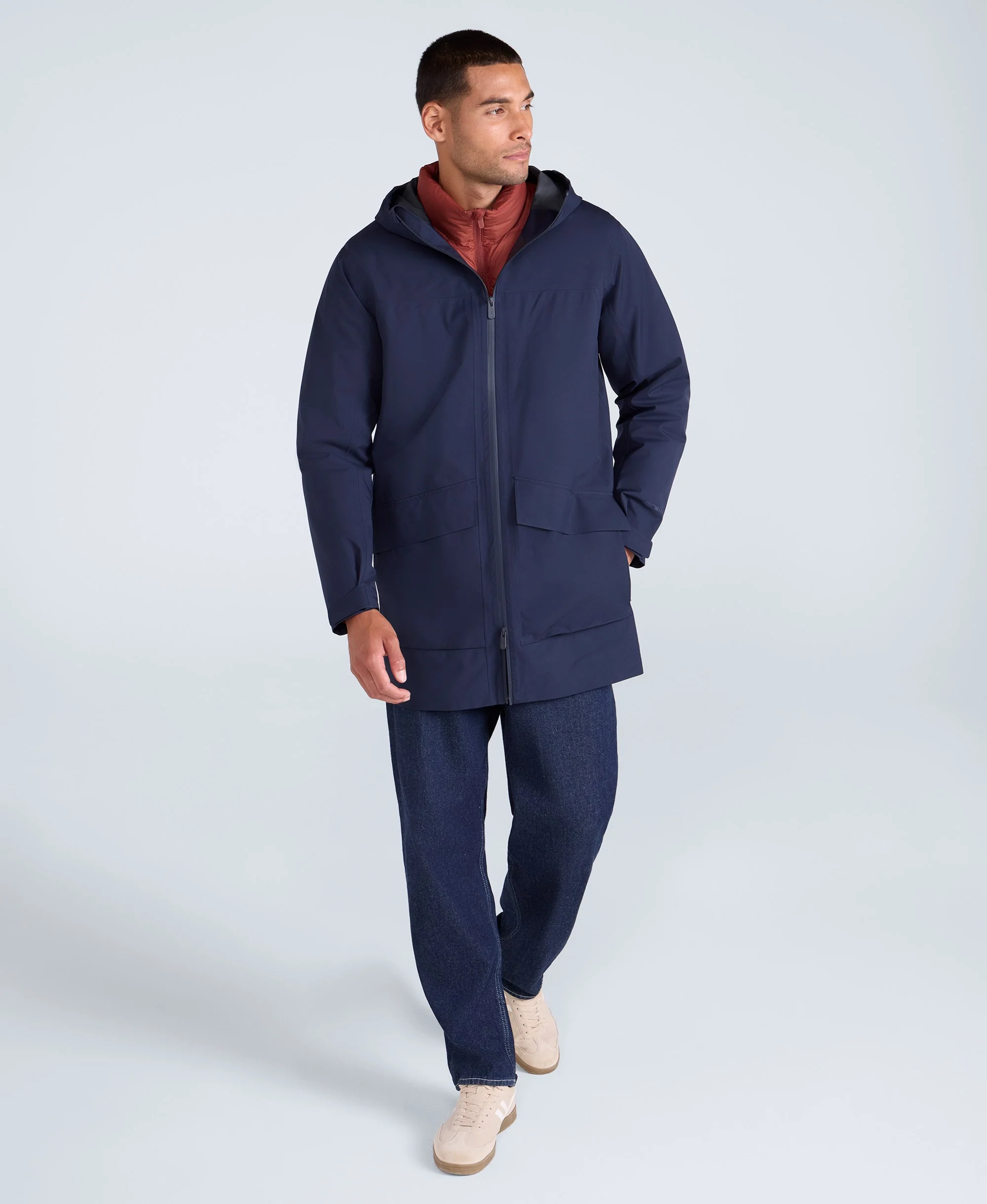 Elements Mens Longline 2.5 Layer Waterproof Jacket - Navy - Image 2