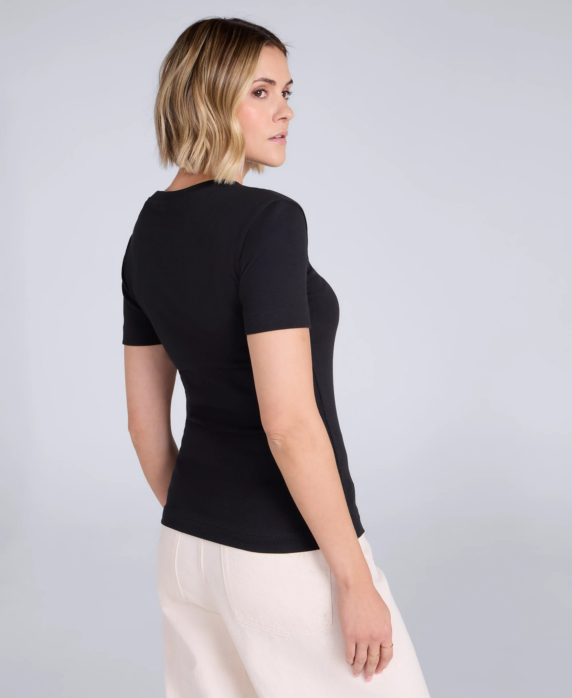 Evo Women's Ribbed T-Shirt - Black - Image 3