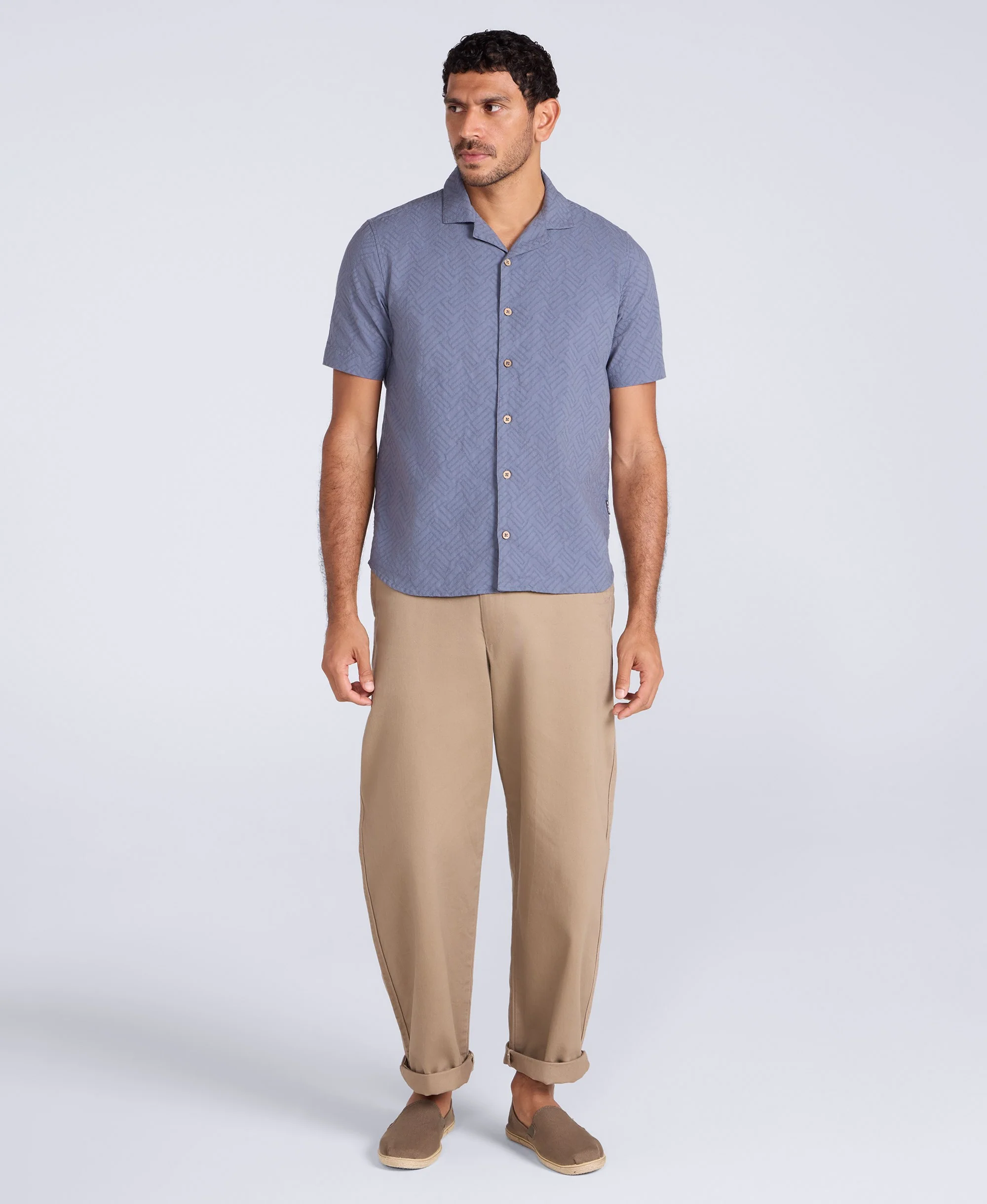 Fiji Mens Textured Shirt - Blue - Image 2