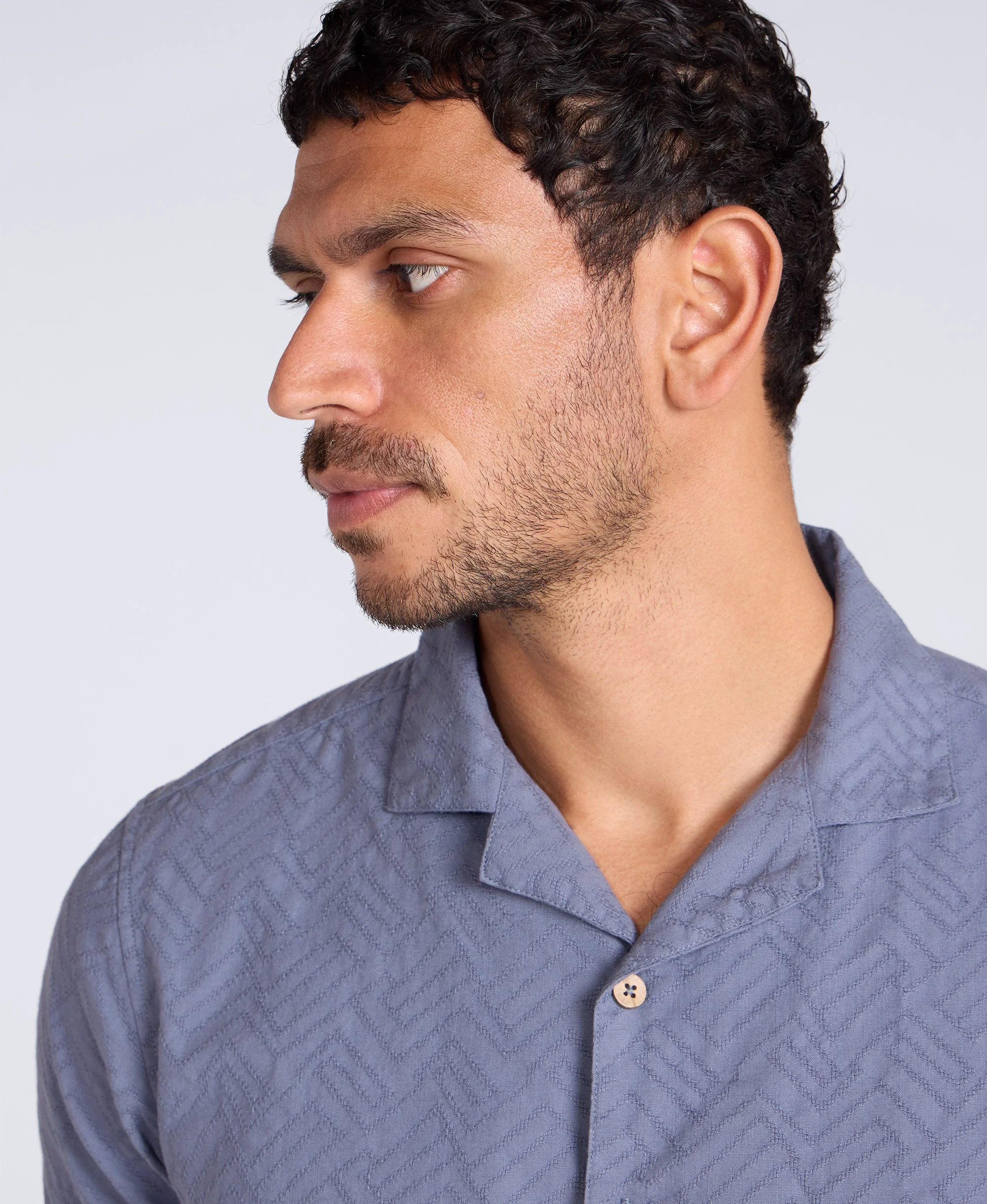 Fiji Mens Textured Shirt - Blue - Image 3