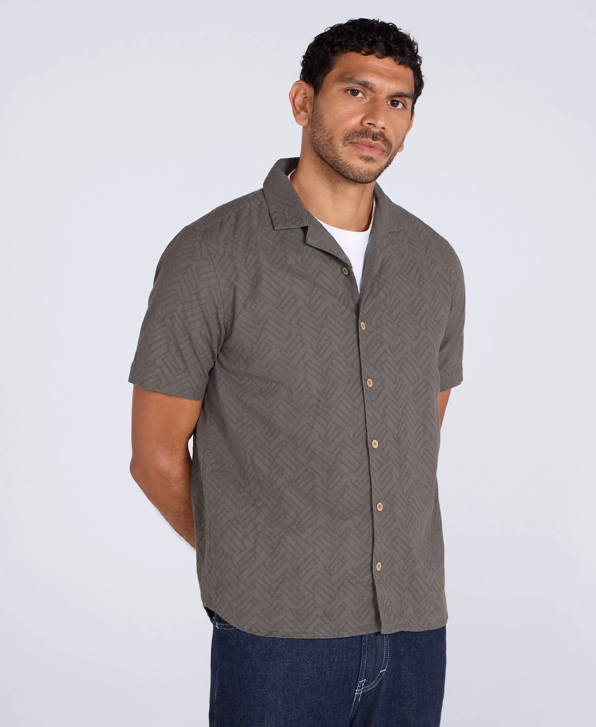 Fiji Mens Textured Shirt - Green - Image 2