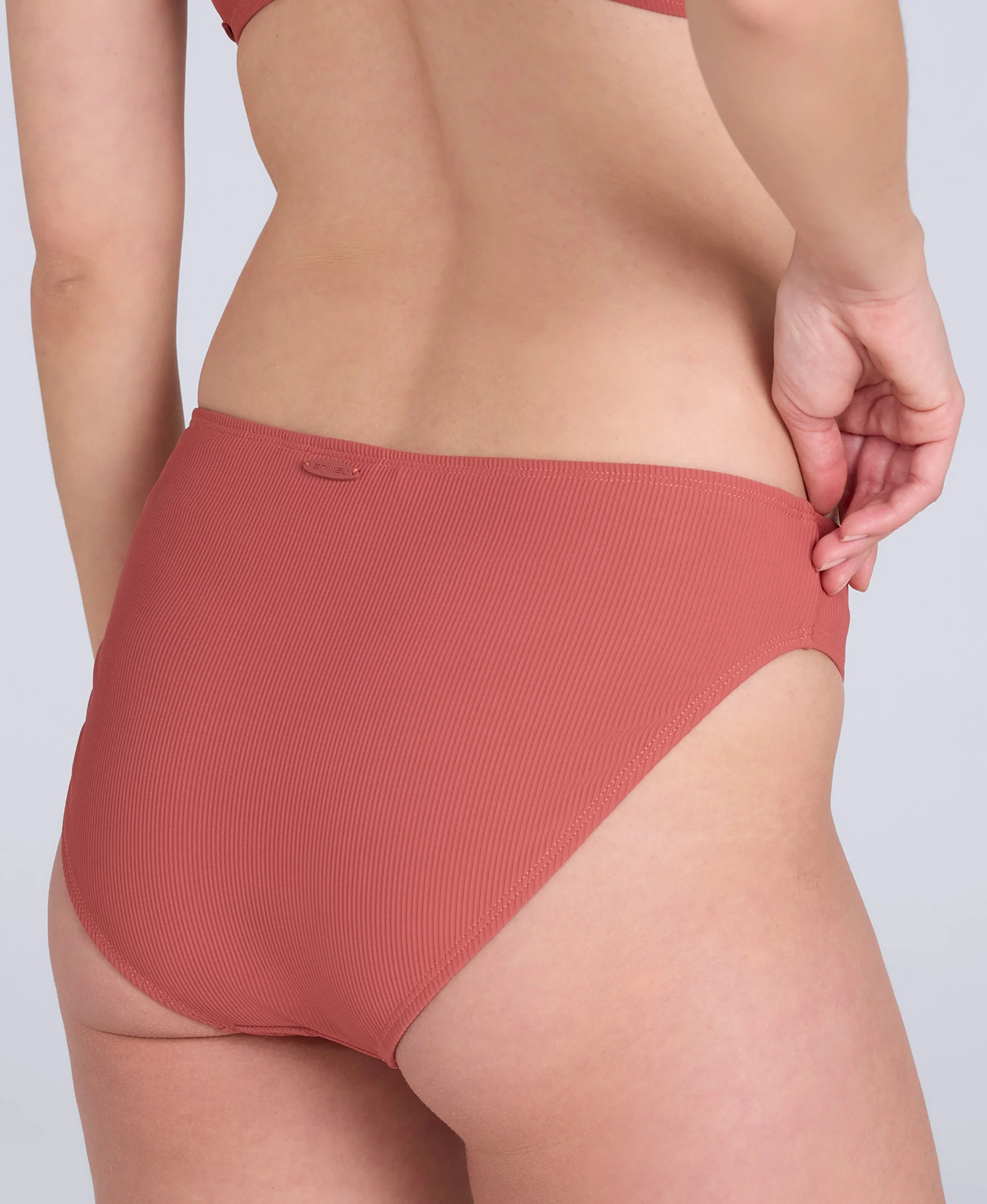 Florence Womens Ribbed Bikini Bottoms - Burgundy - Image 3