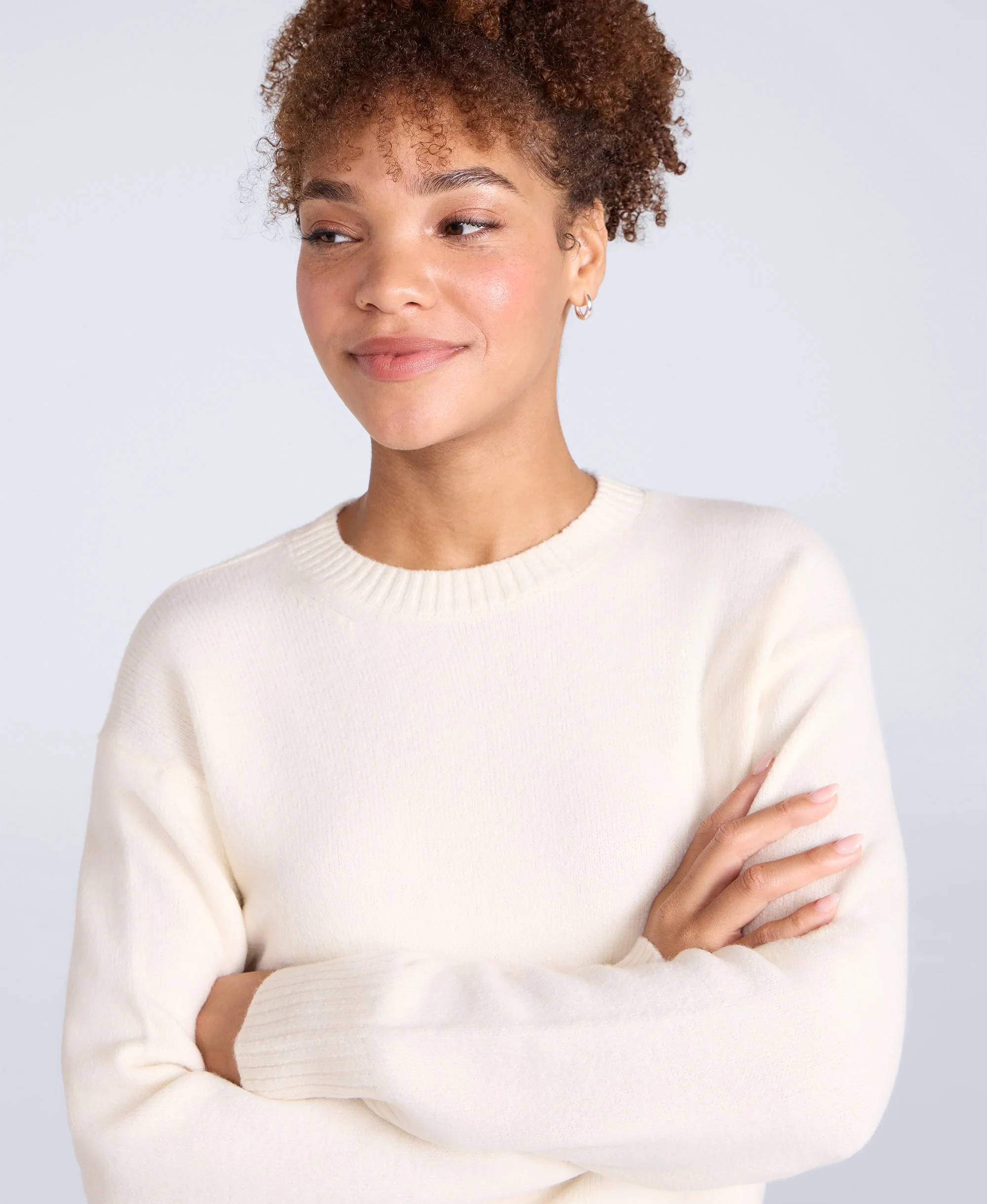 Fluffy Womens Jumper - Light Beige - Image 3