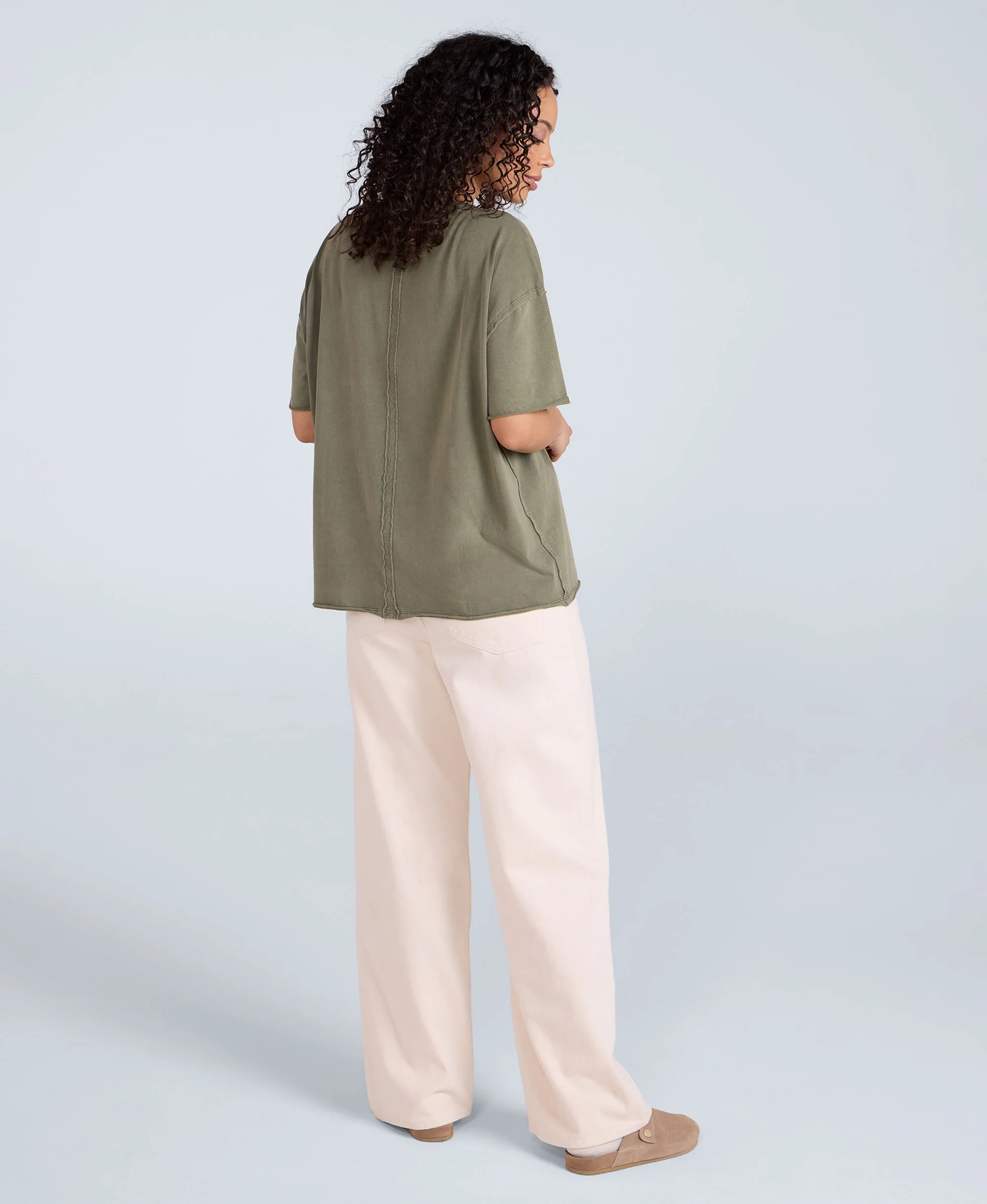 Harper Womens Oversized T-Shirt - Khaki - Image 4