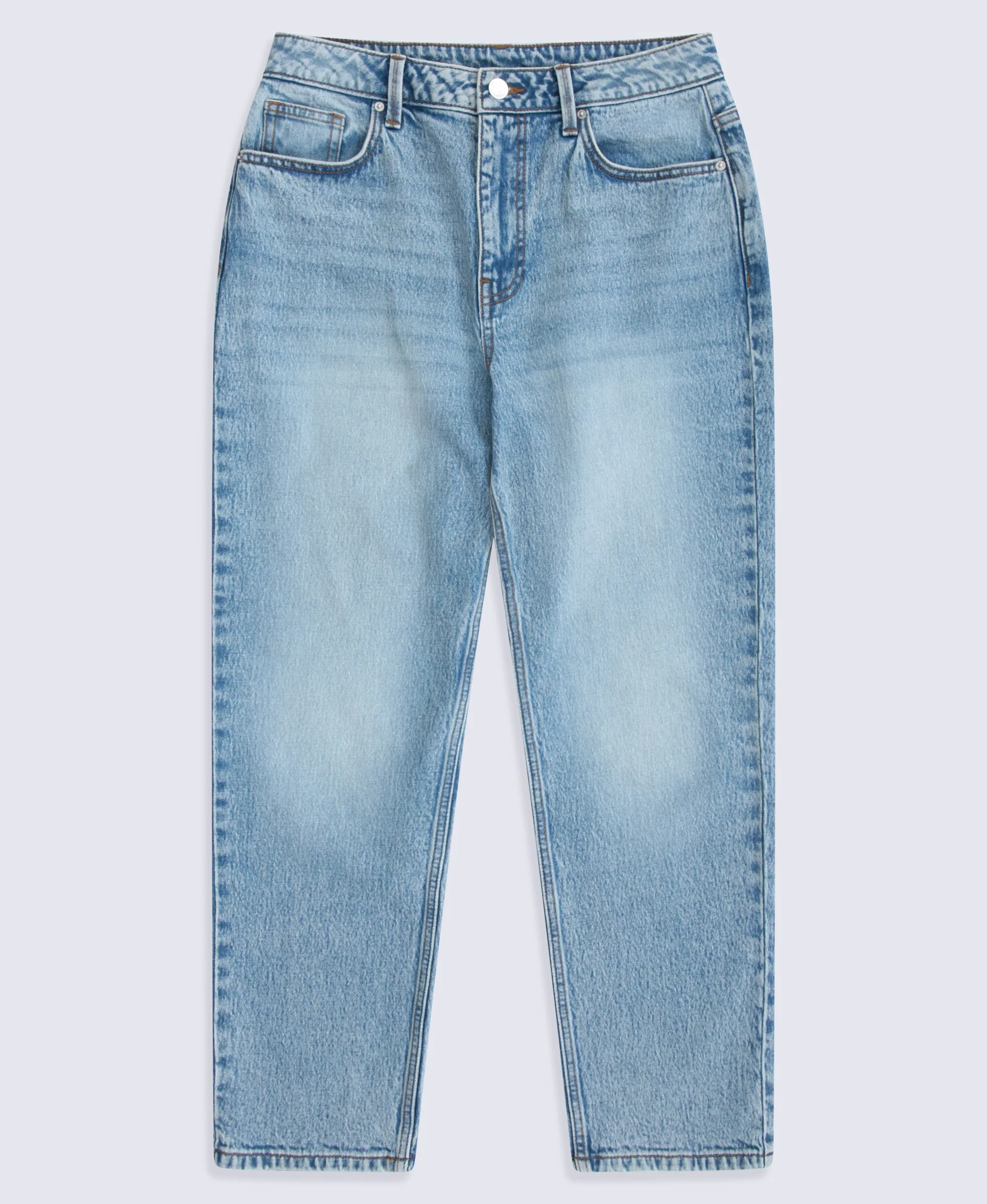 High Waisted Straight Leg Womens Jeans - Light Blue - Image 5