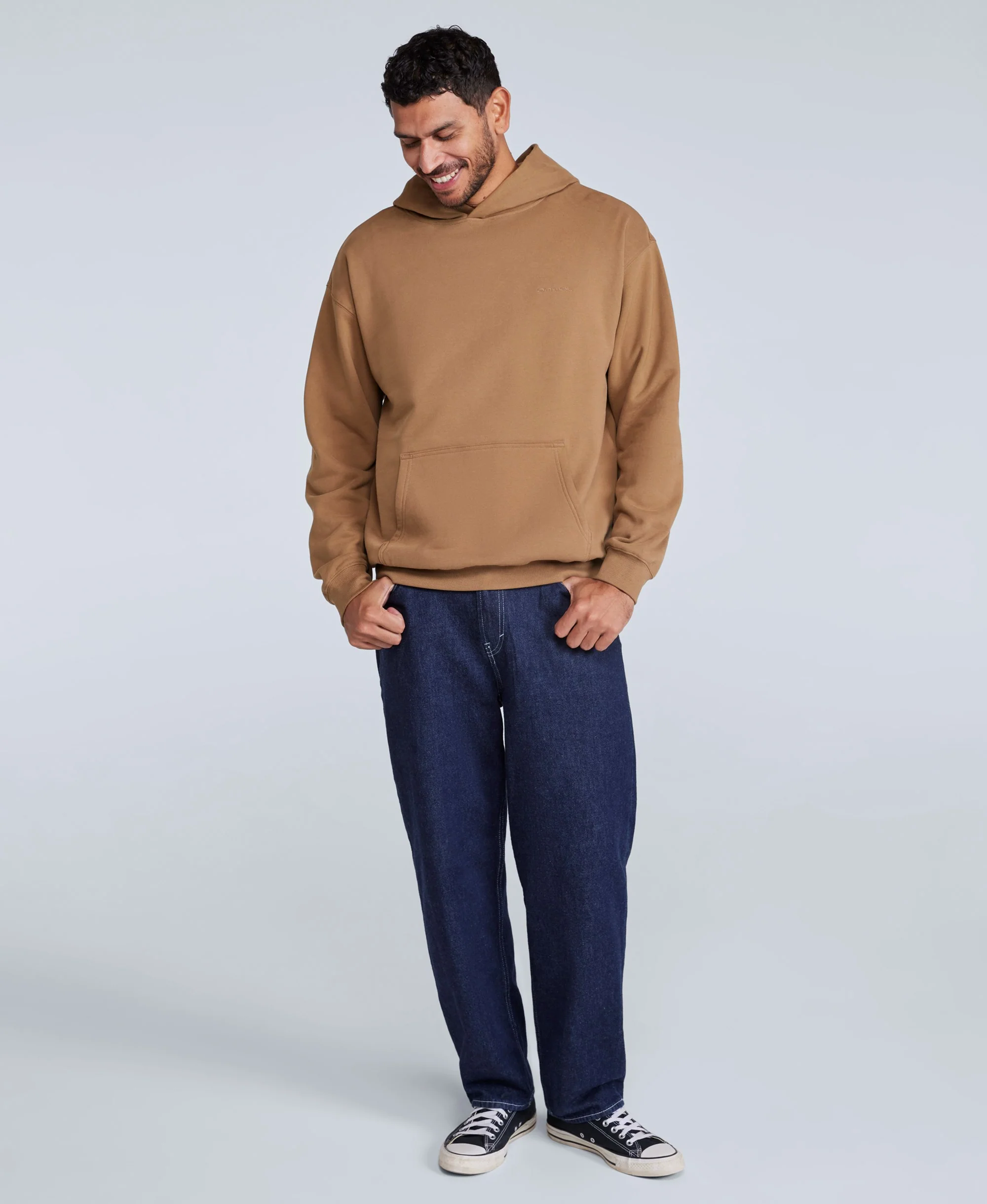 Icon Mens Drop Shoulder Hoodie - Tan - Image 3