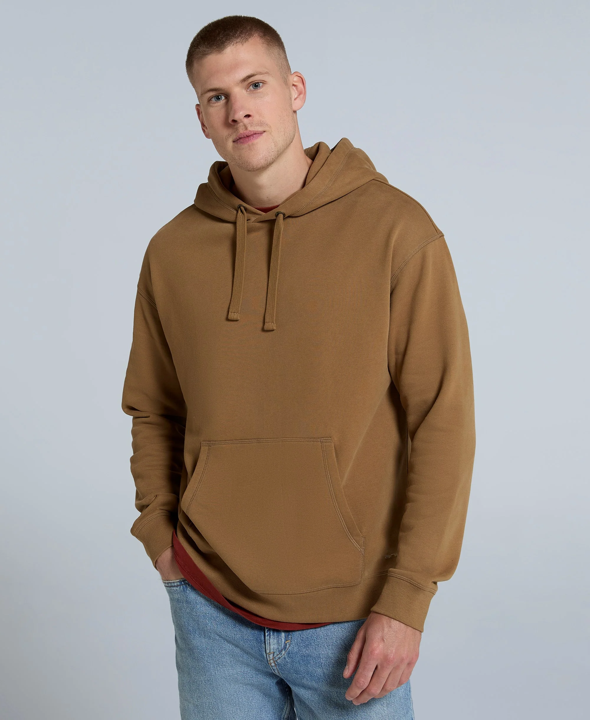 Icon Mens Drop Shoulder Hoodie - Taupe