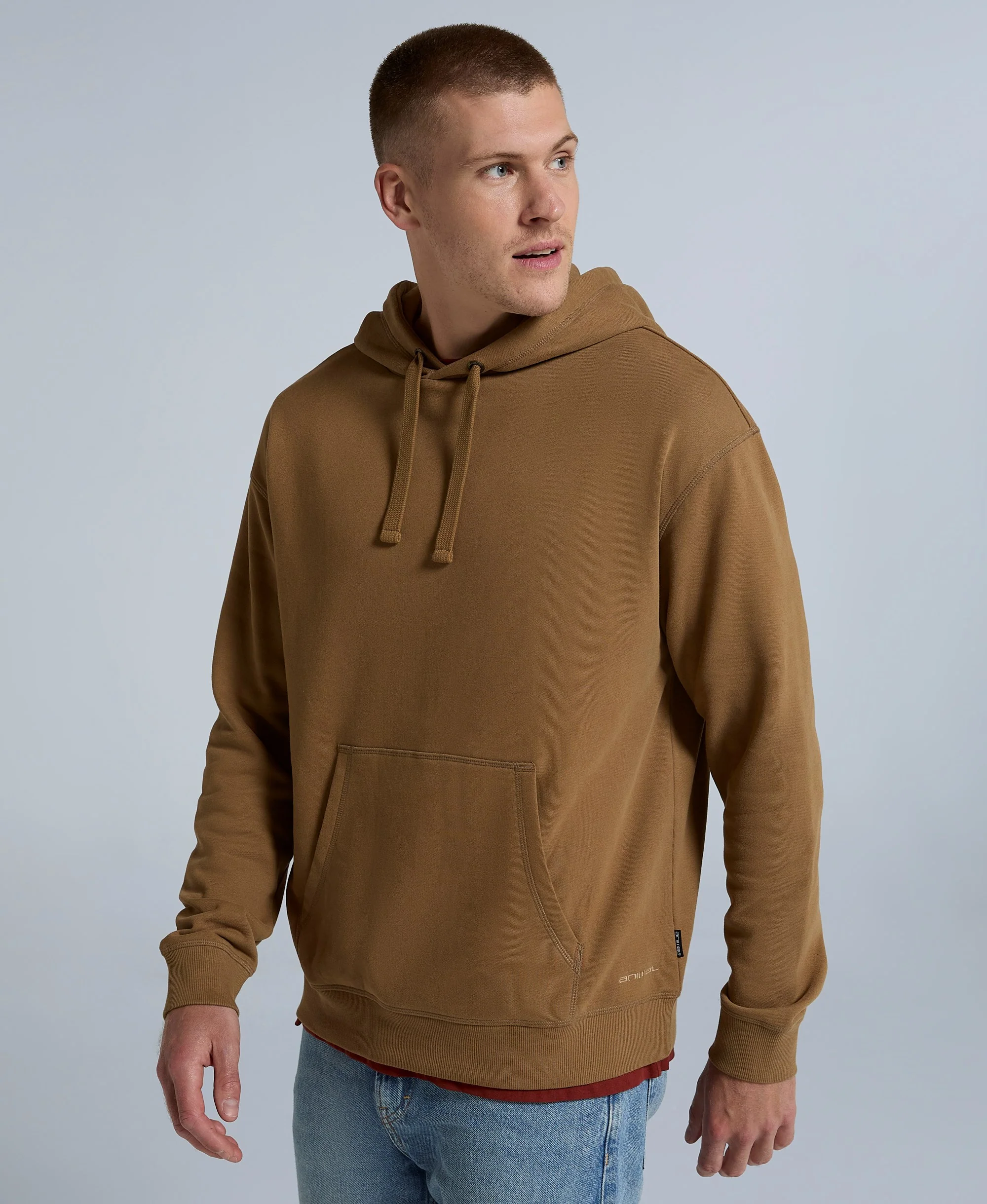 Icon Mens Drop Shoulder Hoodie - Taupe - Image 3