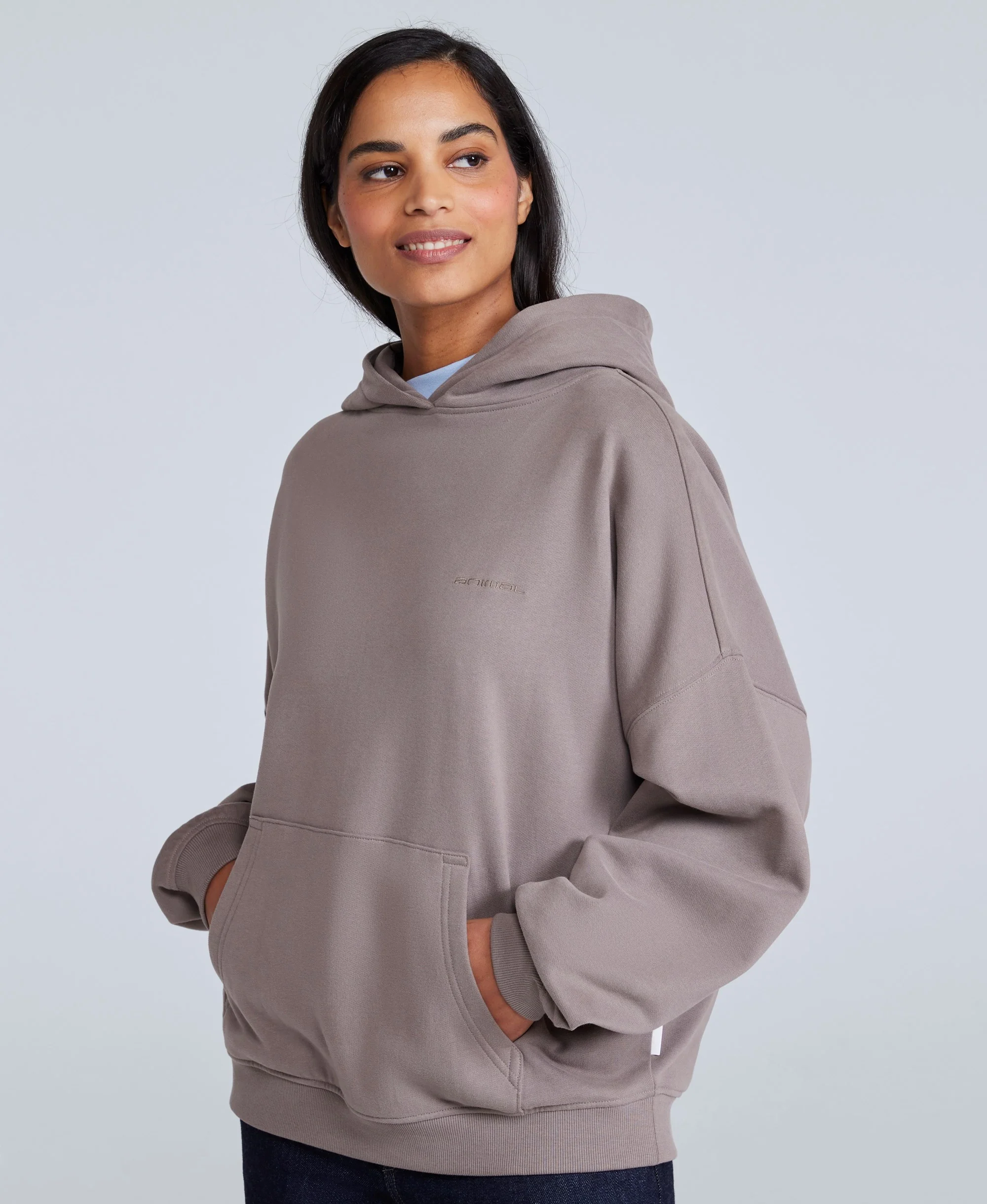 Idol Womens Drop Shoulder Hoodie - Taupe