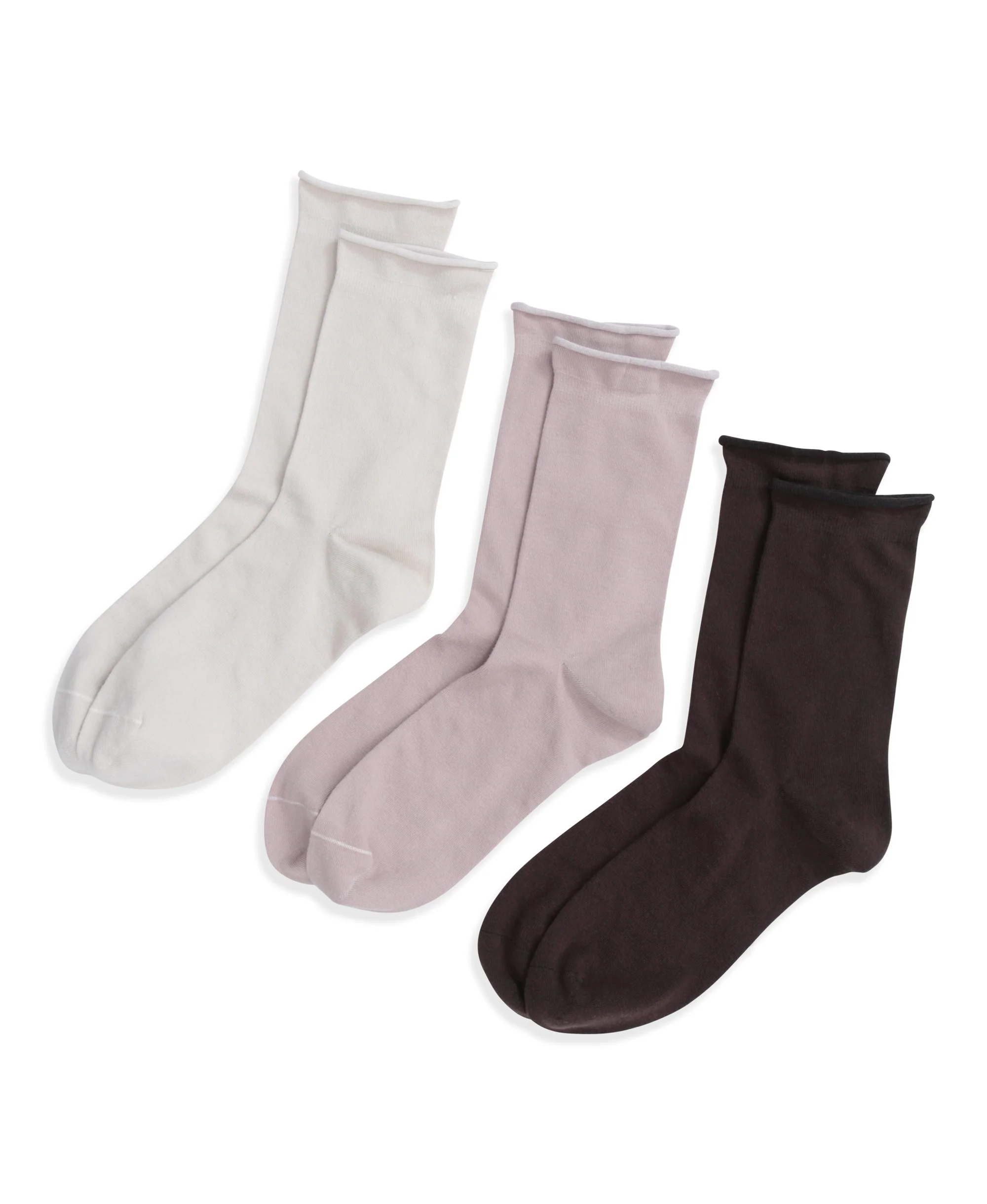 Isla Womens Roll Hem Mid Calf Socks- 3 Packs - Mixed - Image 6