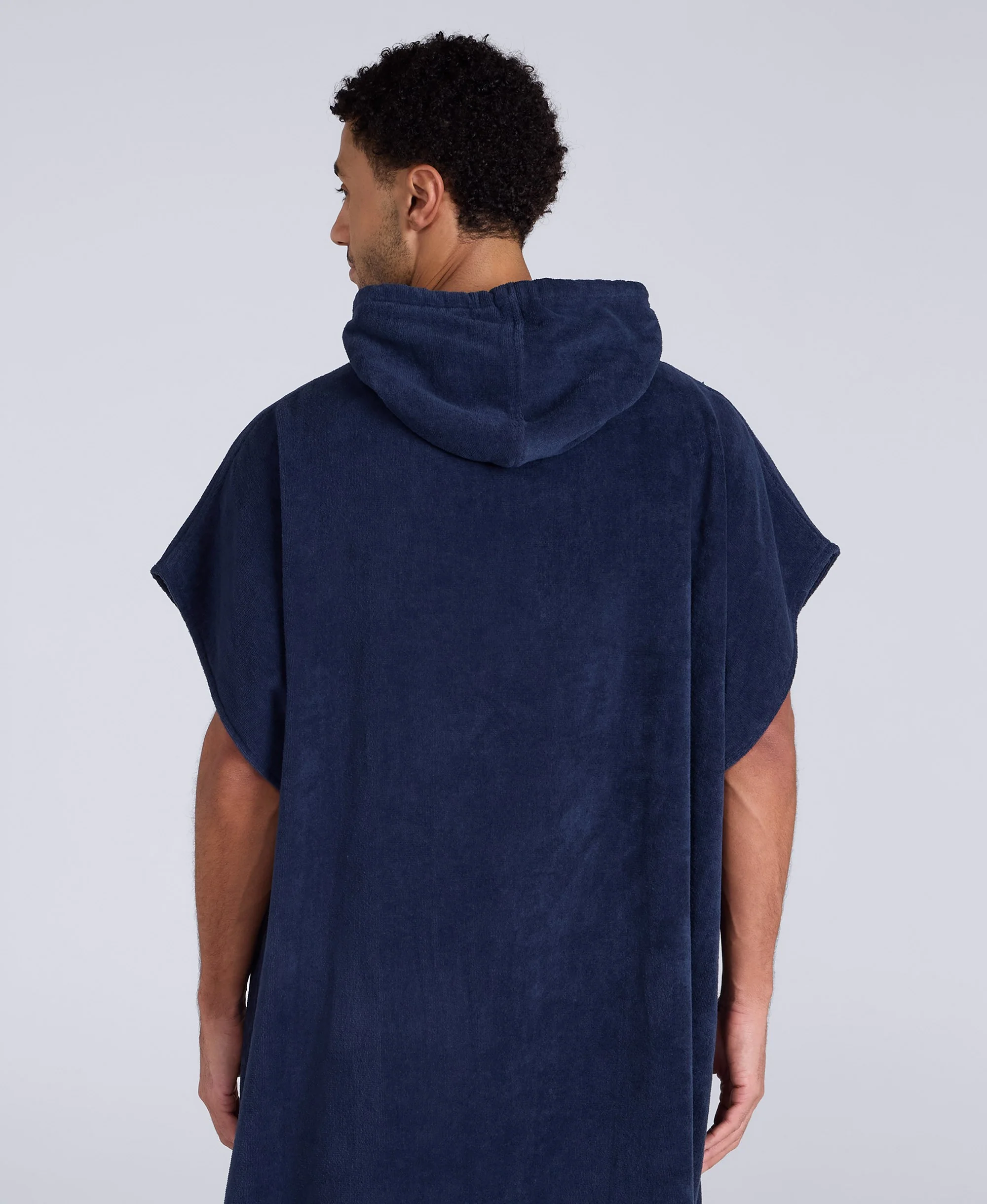 Jacob Mens Towelling Poncho - Dark Blue - Image 3