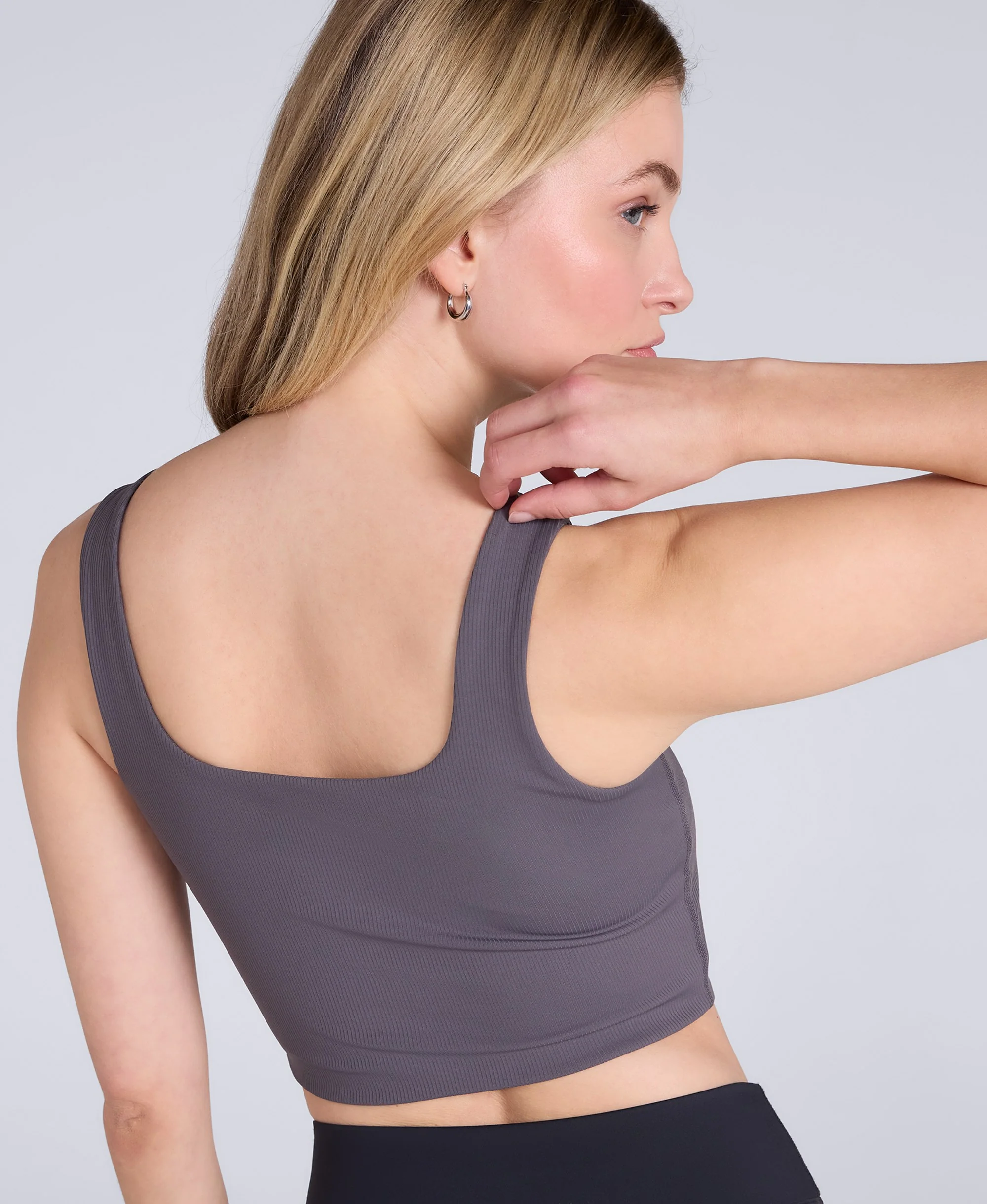 Laurel Womens Active Rib Bra Vest - Charcoal - Image 3
