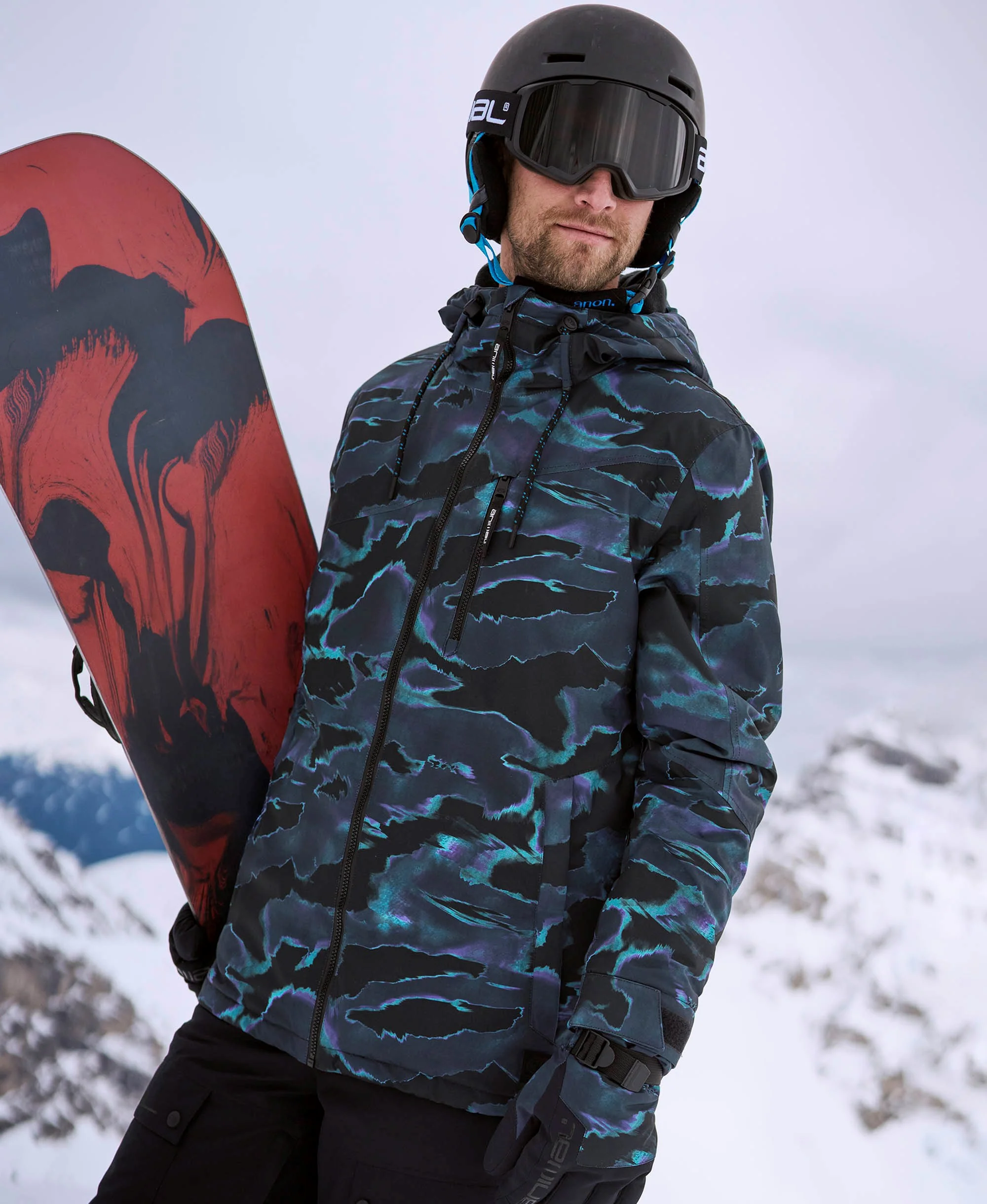 Laxx Mens Printed Snow Jacket - Charcoal - Image 5