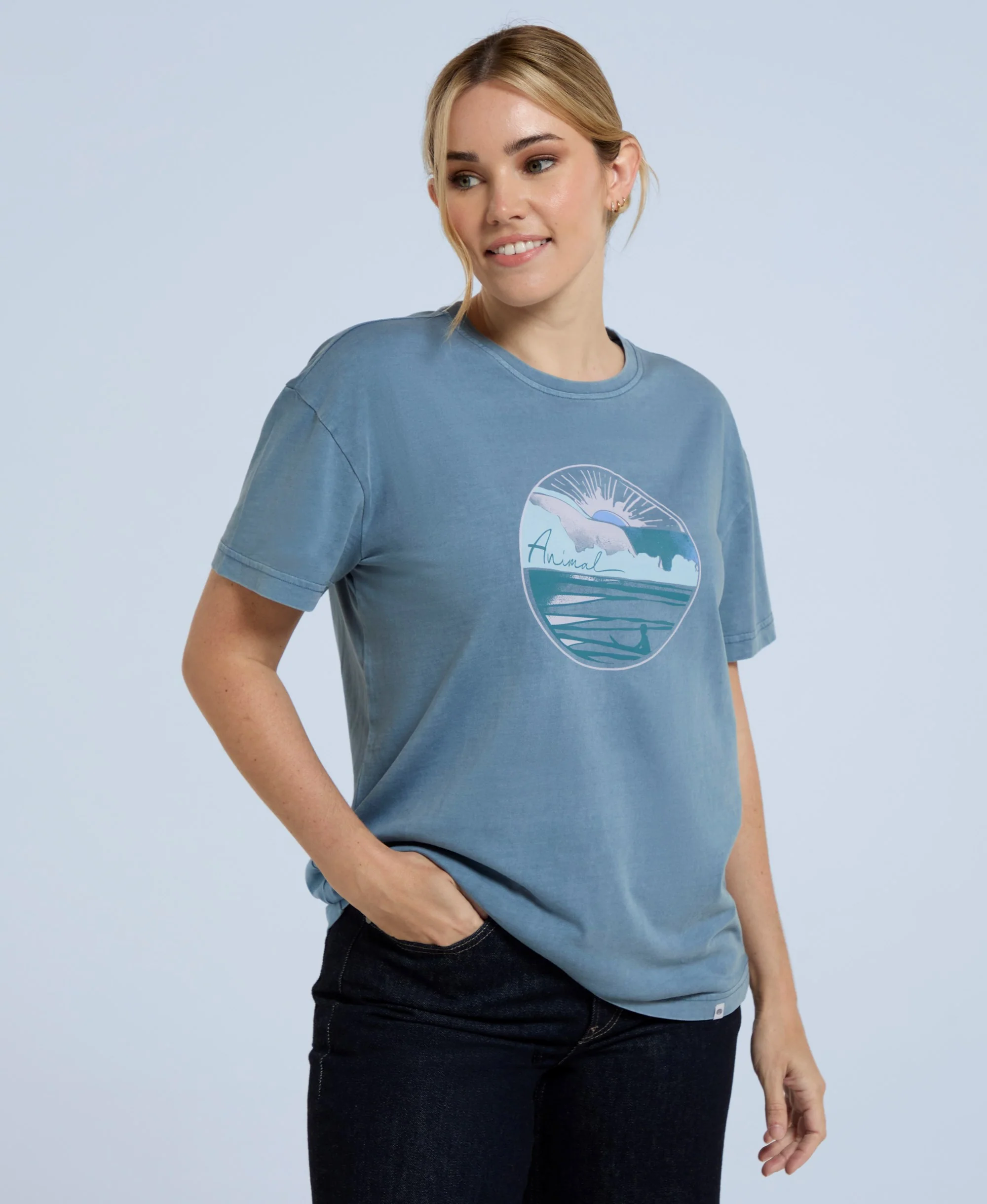 Leena Womens T-Shirt - Corn Blue - Image 2
