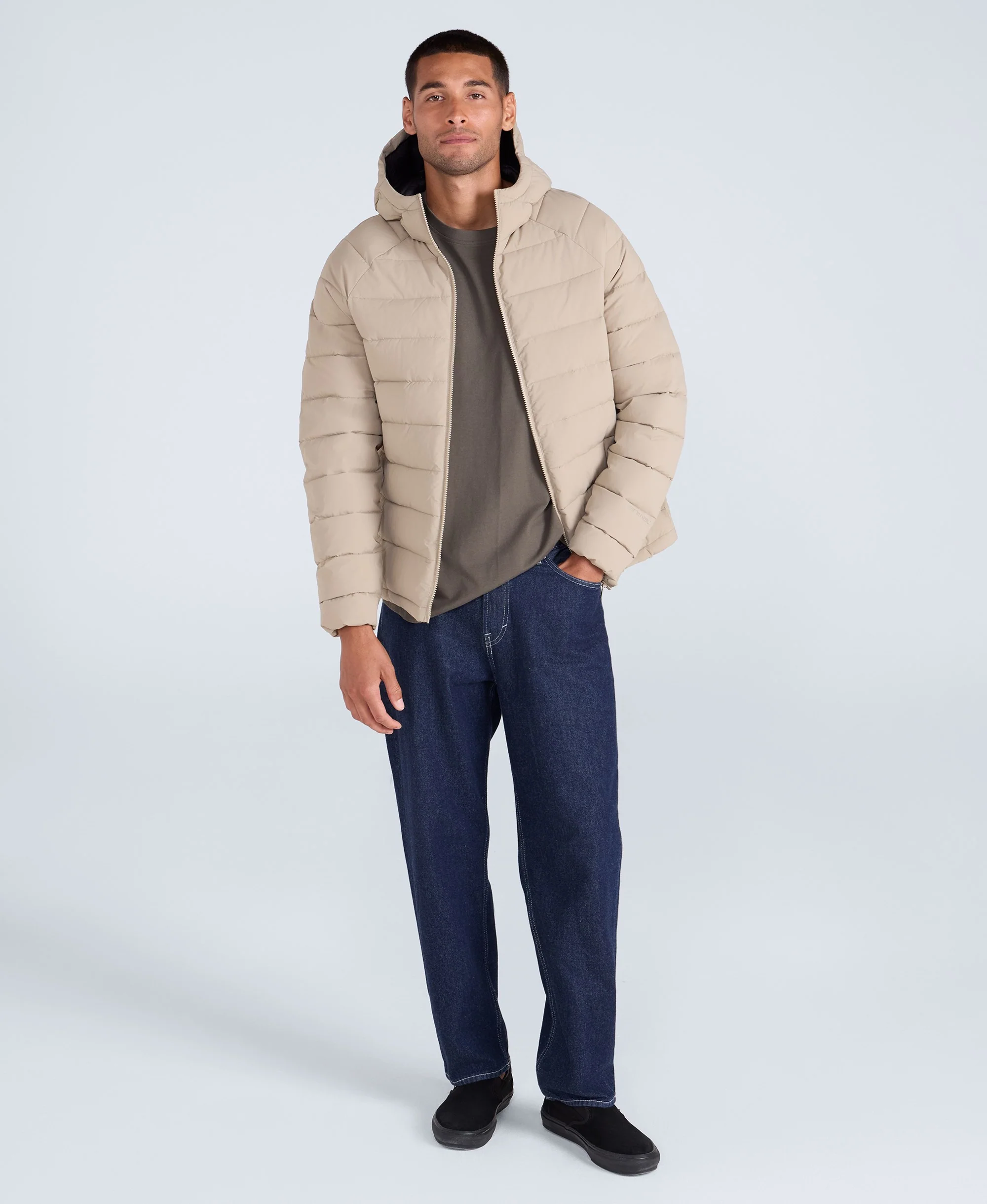 Light Cloud Cosi Hooded Mens Padded Jacket - Taupe - Image 2