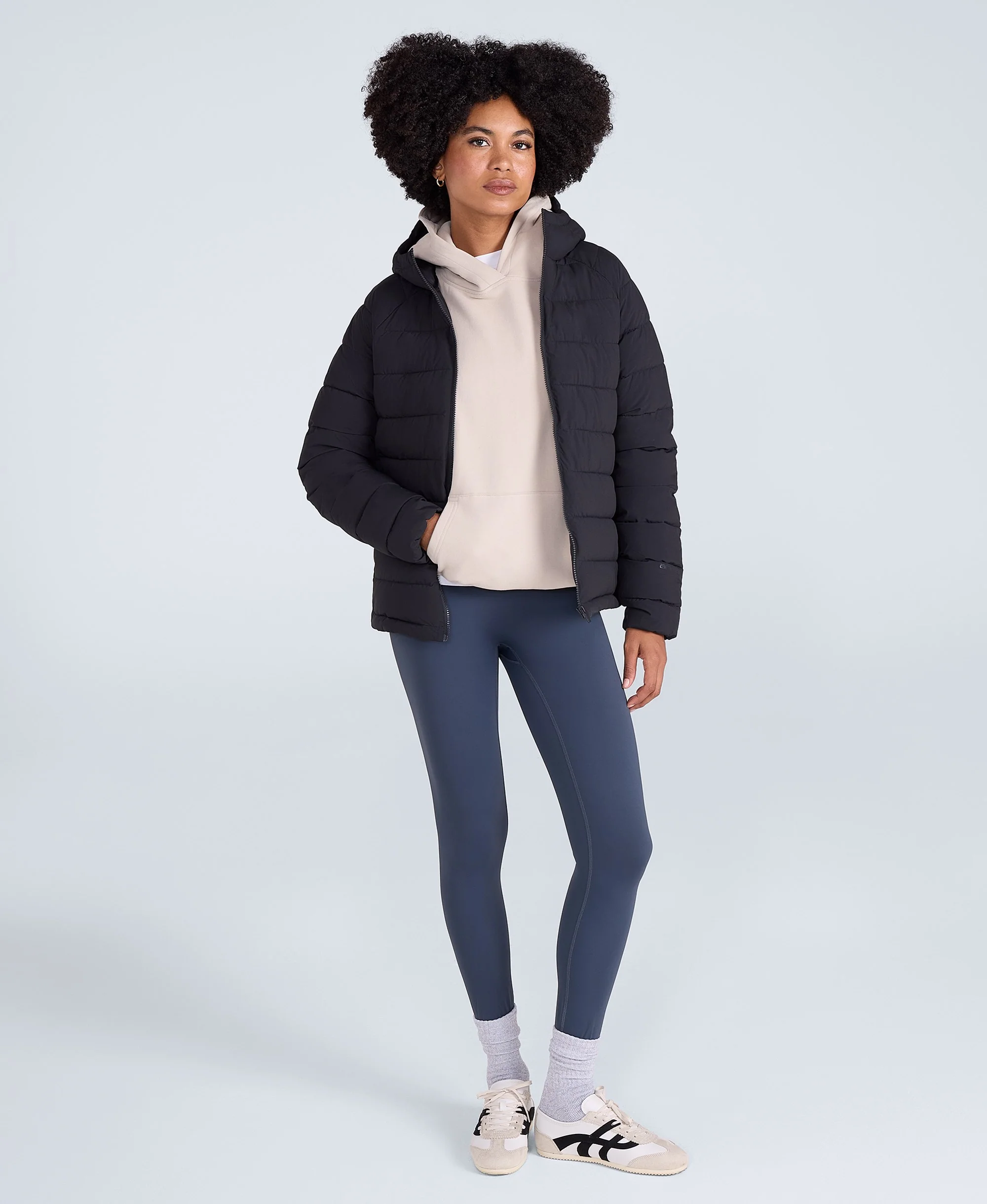 Light Cloud Cosi Hooded Womens Padded Jacket - Jet Black - Image 3
