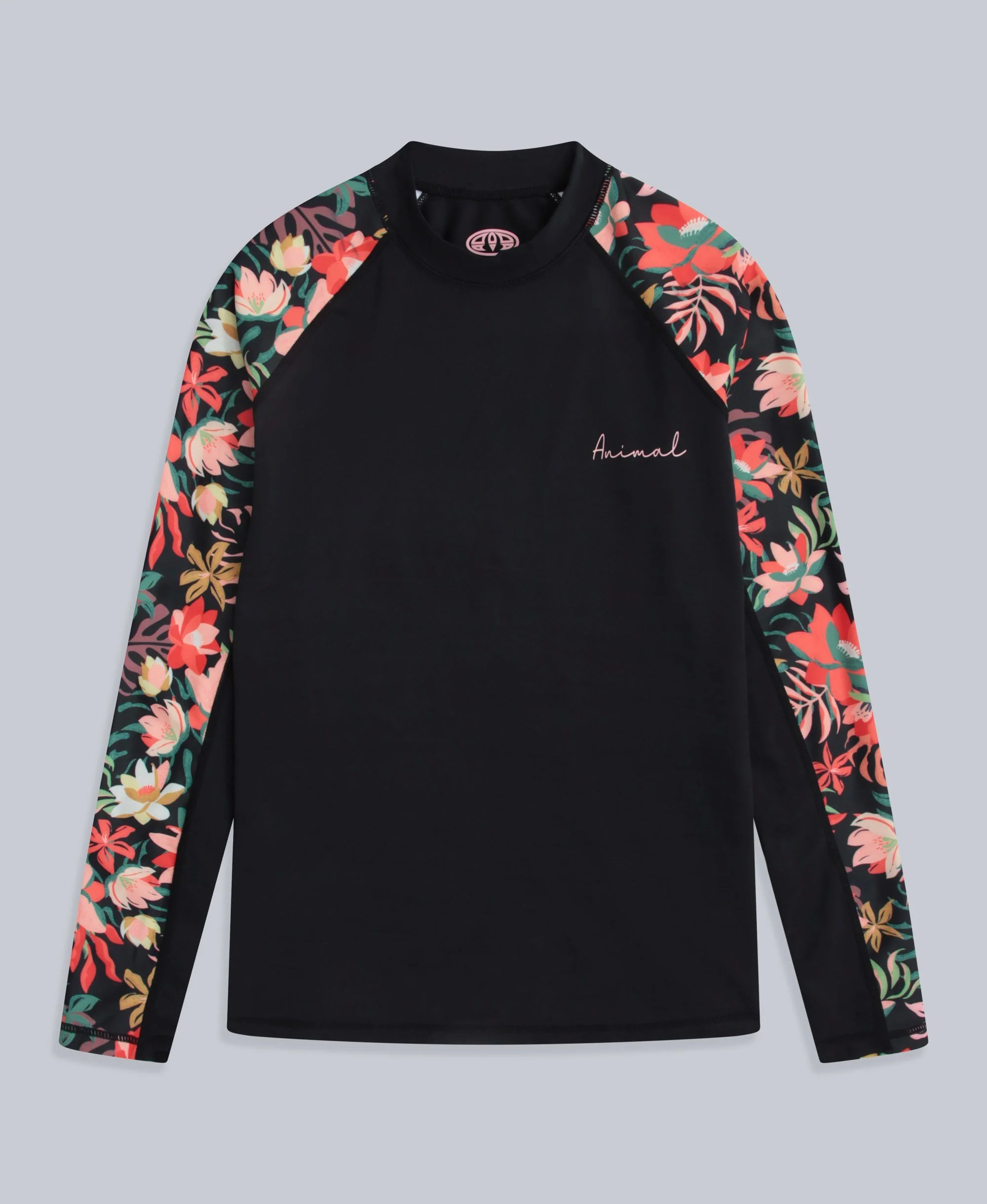 Lillie Womens Printed Panel Rash Vest - Black - Image 6