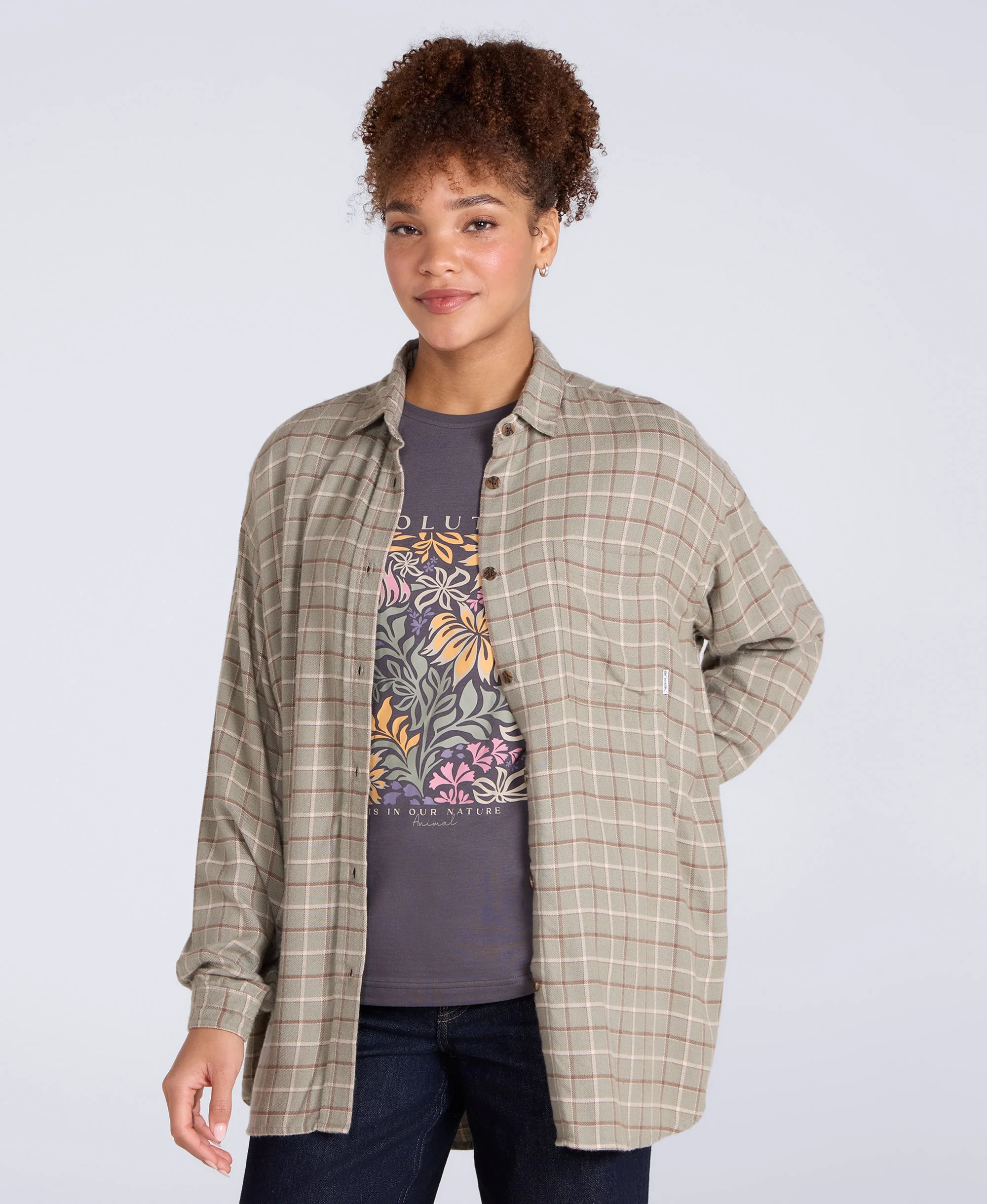 Maisie Womens Supersoft Relaxed Shirt - Khaki