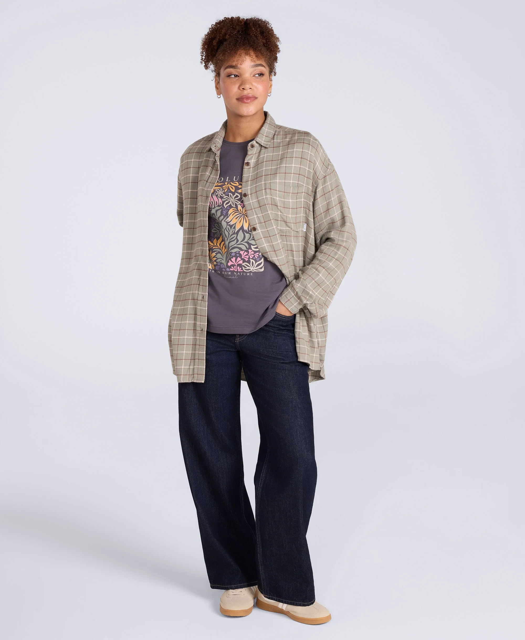Maisie Womens Supersoft Relaxed Shirt - Khaki - Image 2