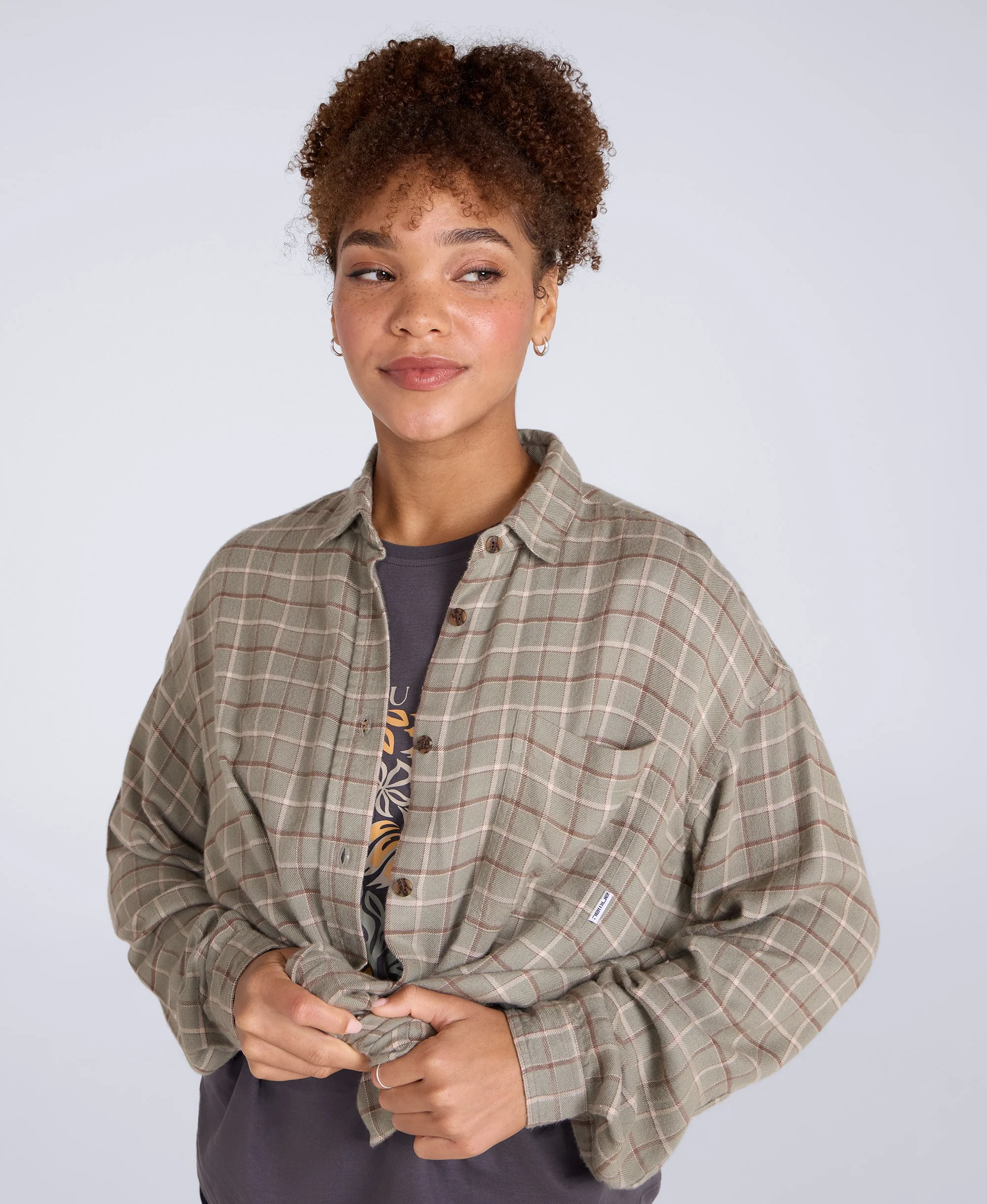 Maisie Womens Supersoft Relaxed Shirt - Khaki - Image 3