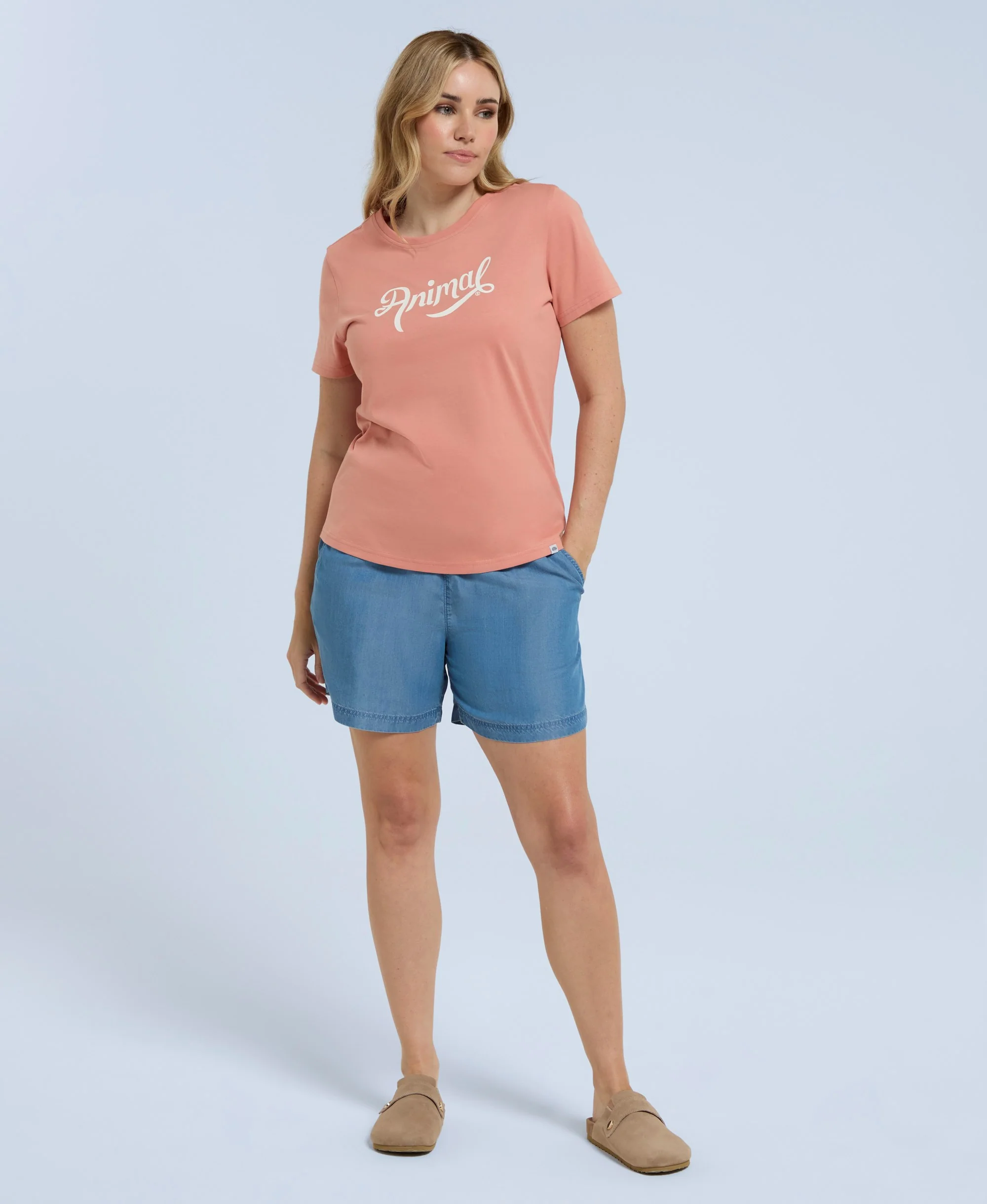 Marina Womens Script Logo T-Shirt - Coral - Image 3