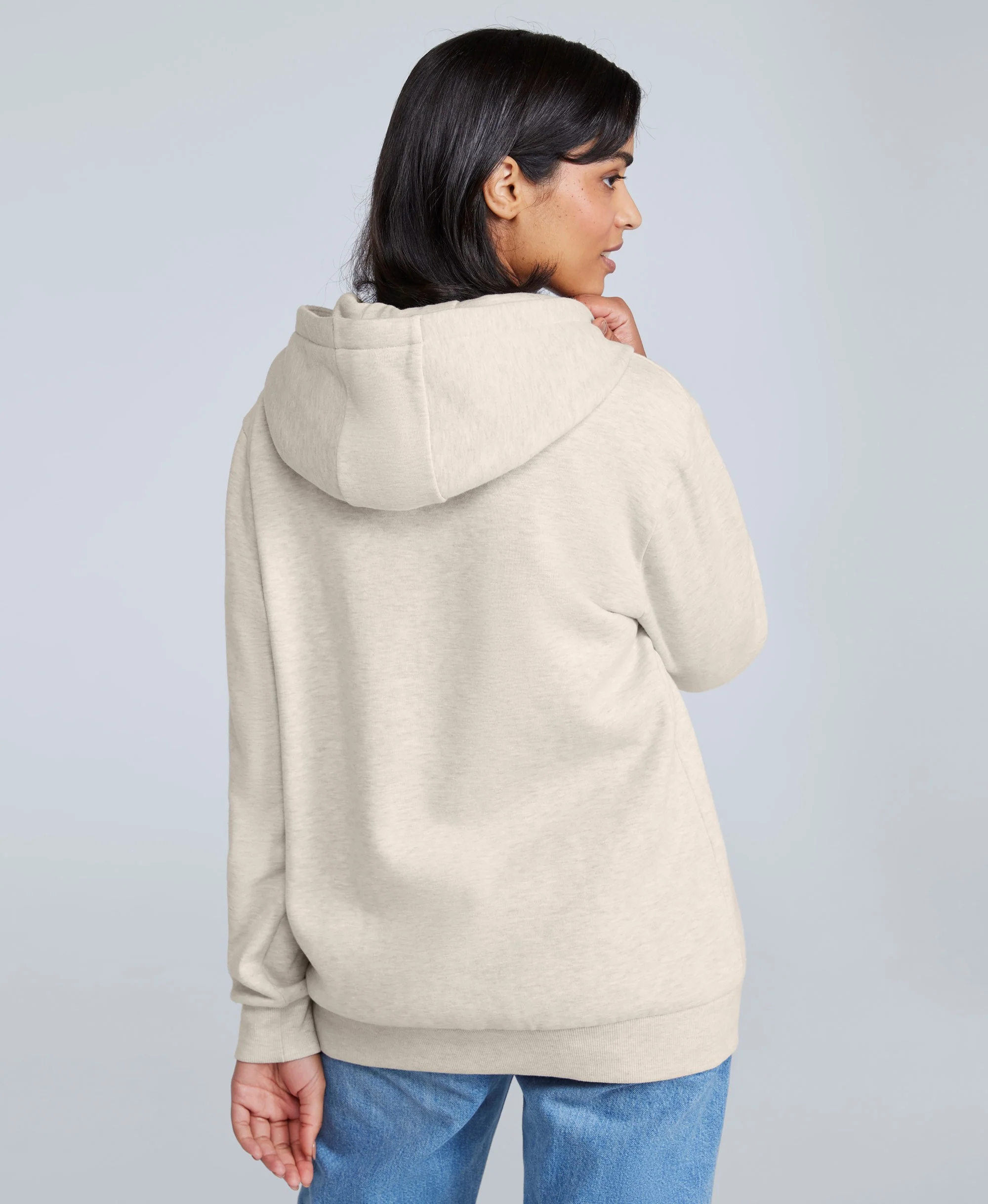 Maya Womens Full-Zip Hoodie - Light Beige - Image 3