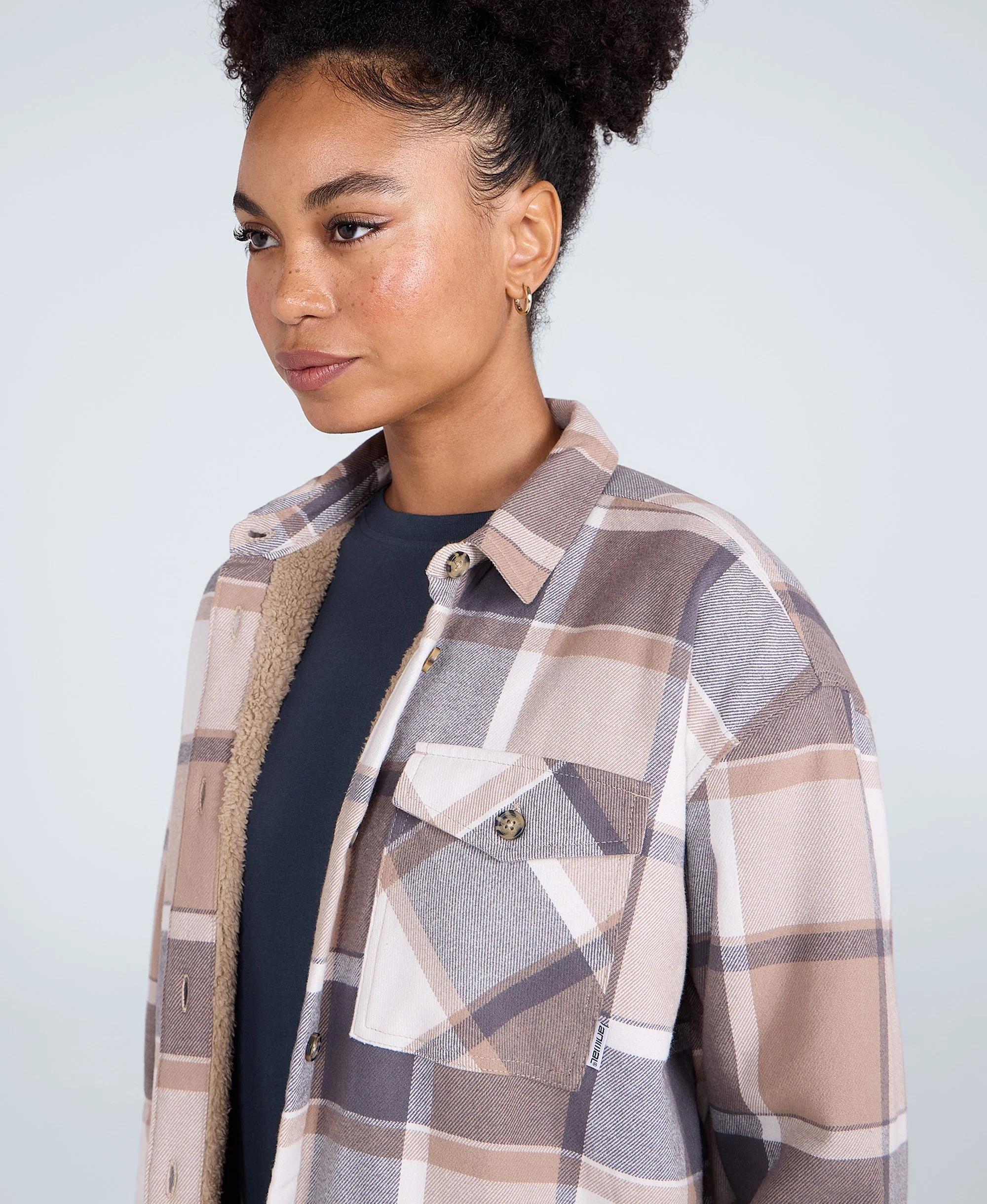Megan Womens Borg-Lined Shirt - Blue - Image 3