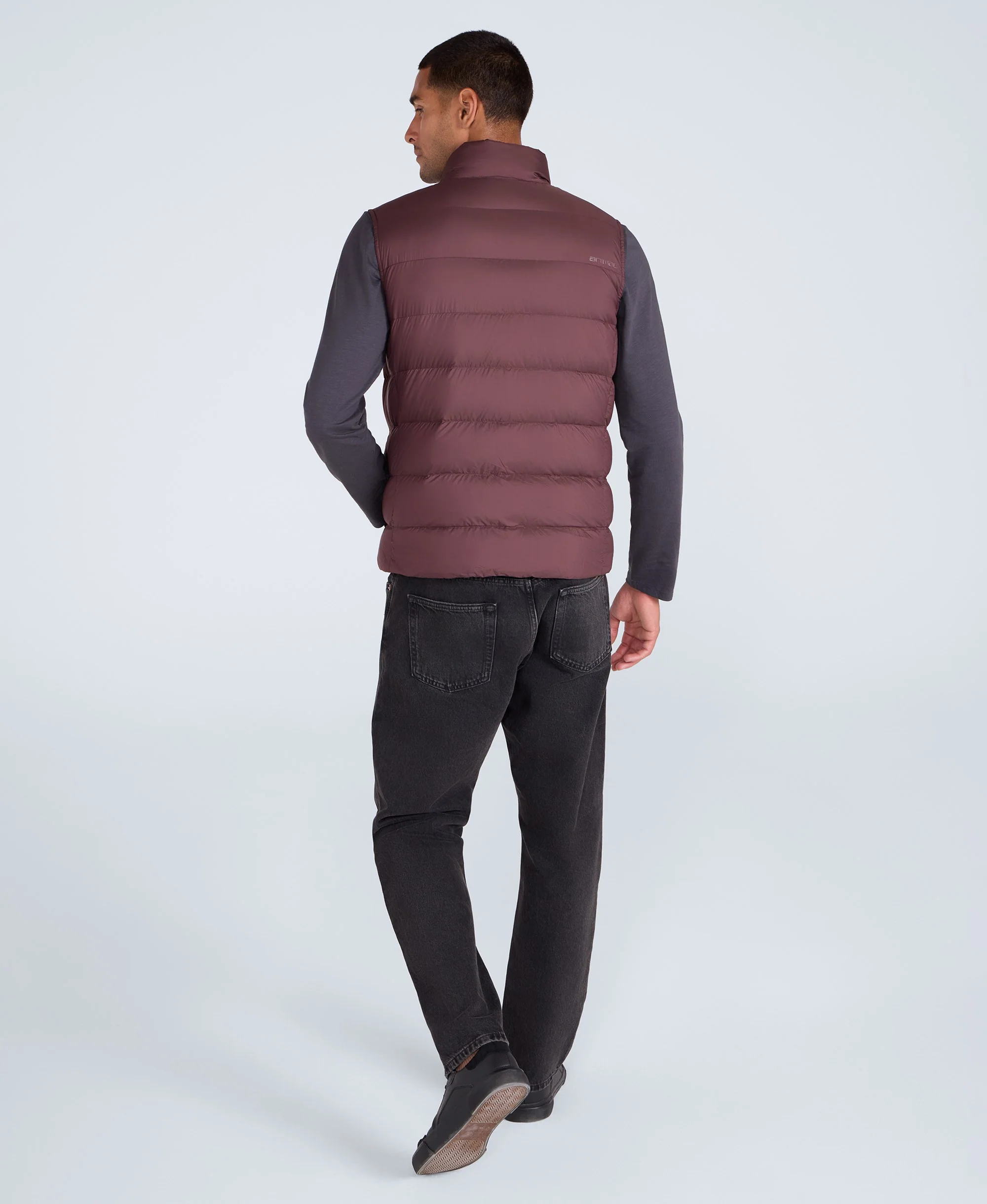 Mens Lightweight Down Gilet - Dark Burgundy - Image 4