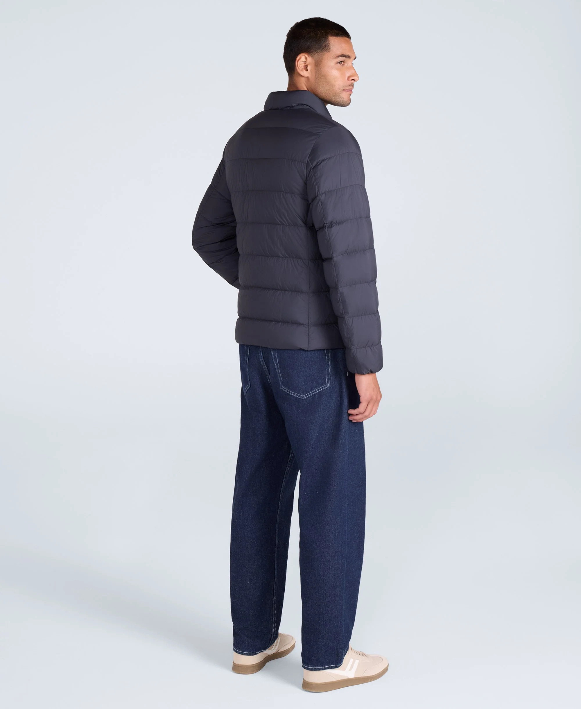 Mens Lightweight Down Packable Jacket - Black - Image 4