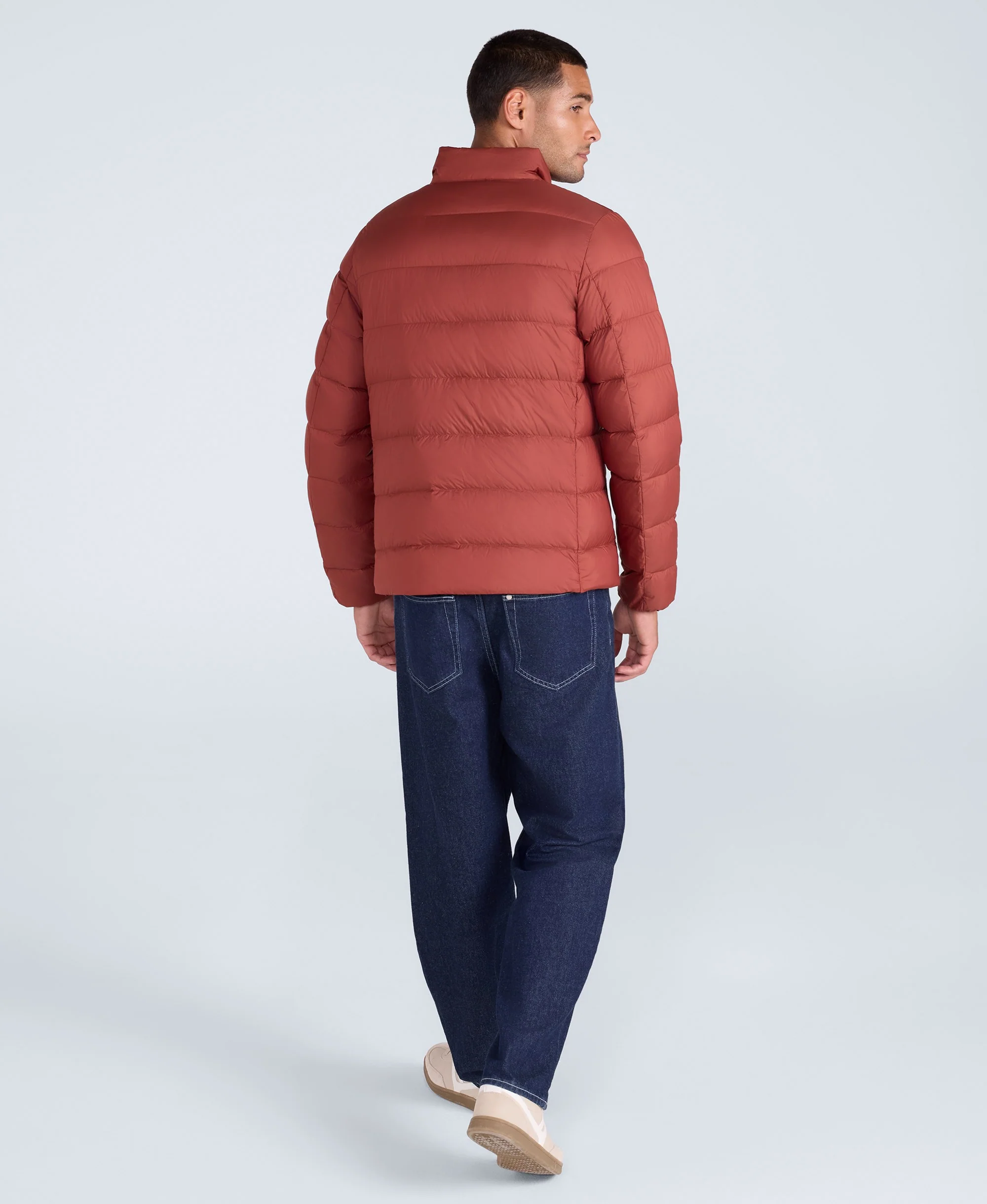 Mens Lightweight Down Packable Jacket - Red - Image 4