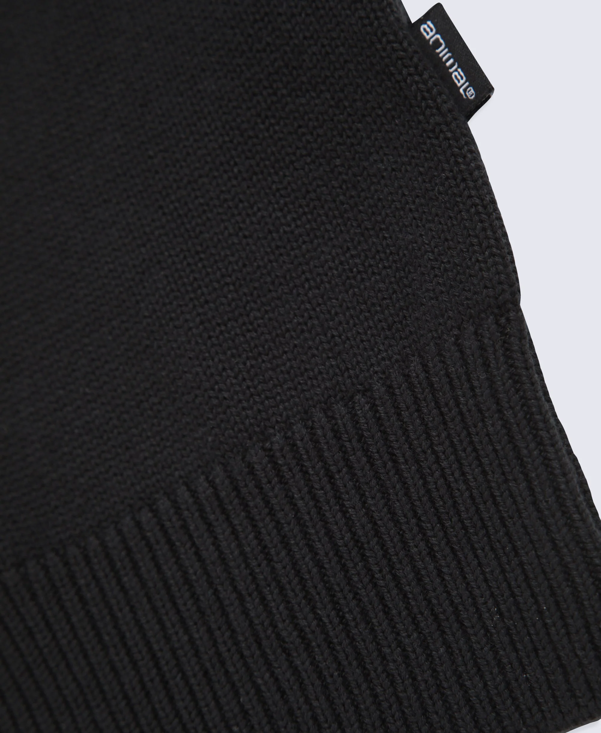 Mens Ribbed Quarter Zip Jumper - Black - Image 9