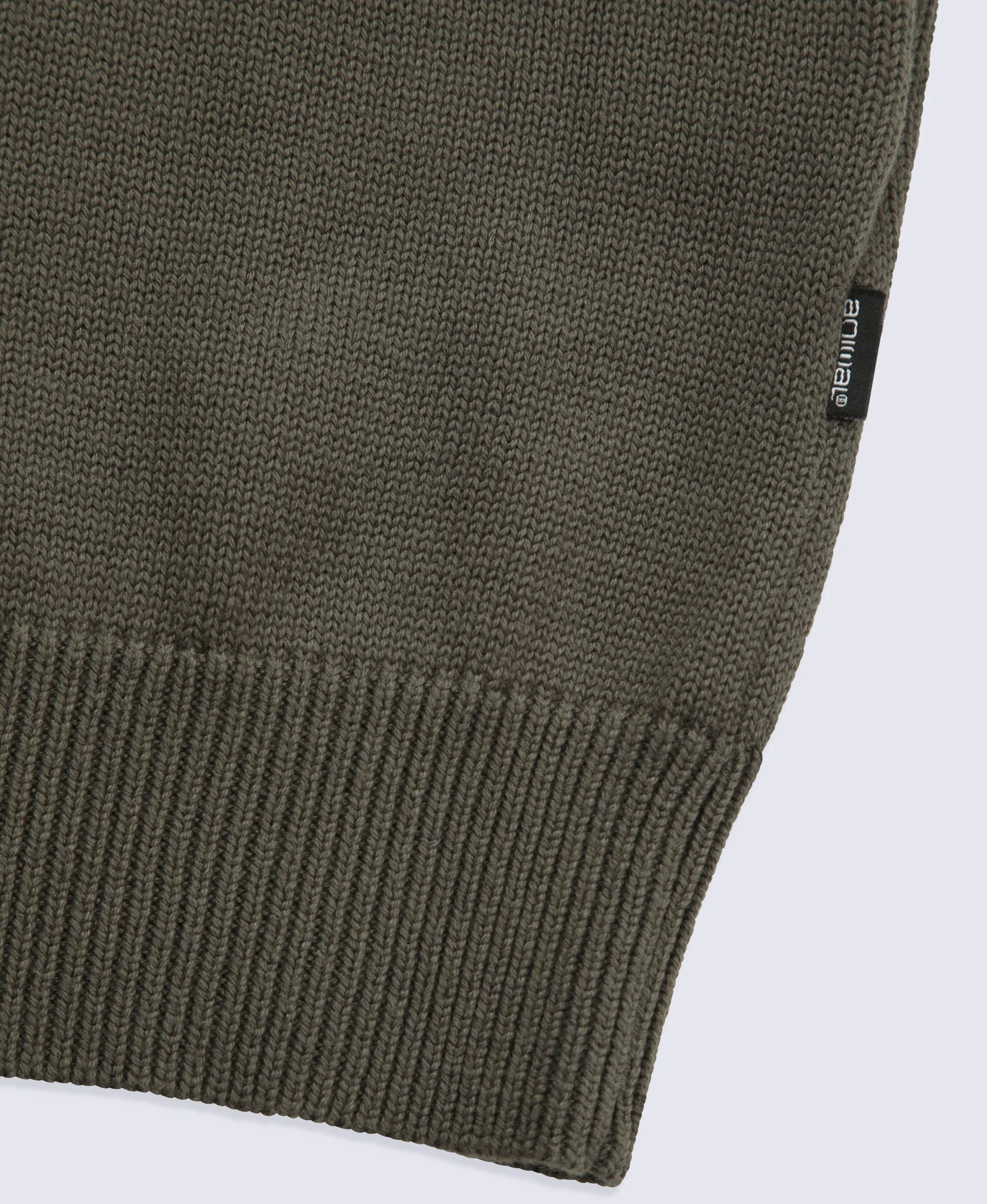 Mens Ribbed Quarter Zip Jumper - Khaki - Image 11