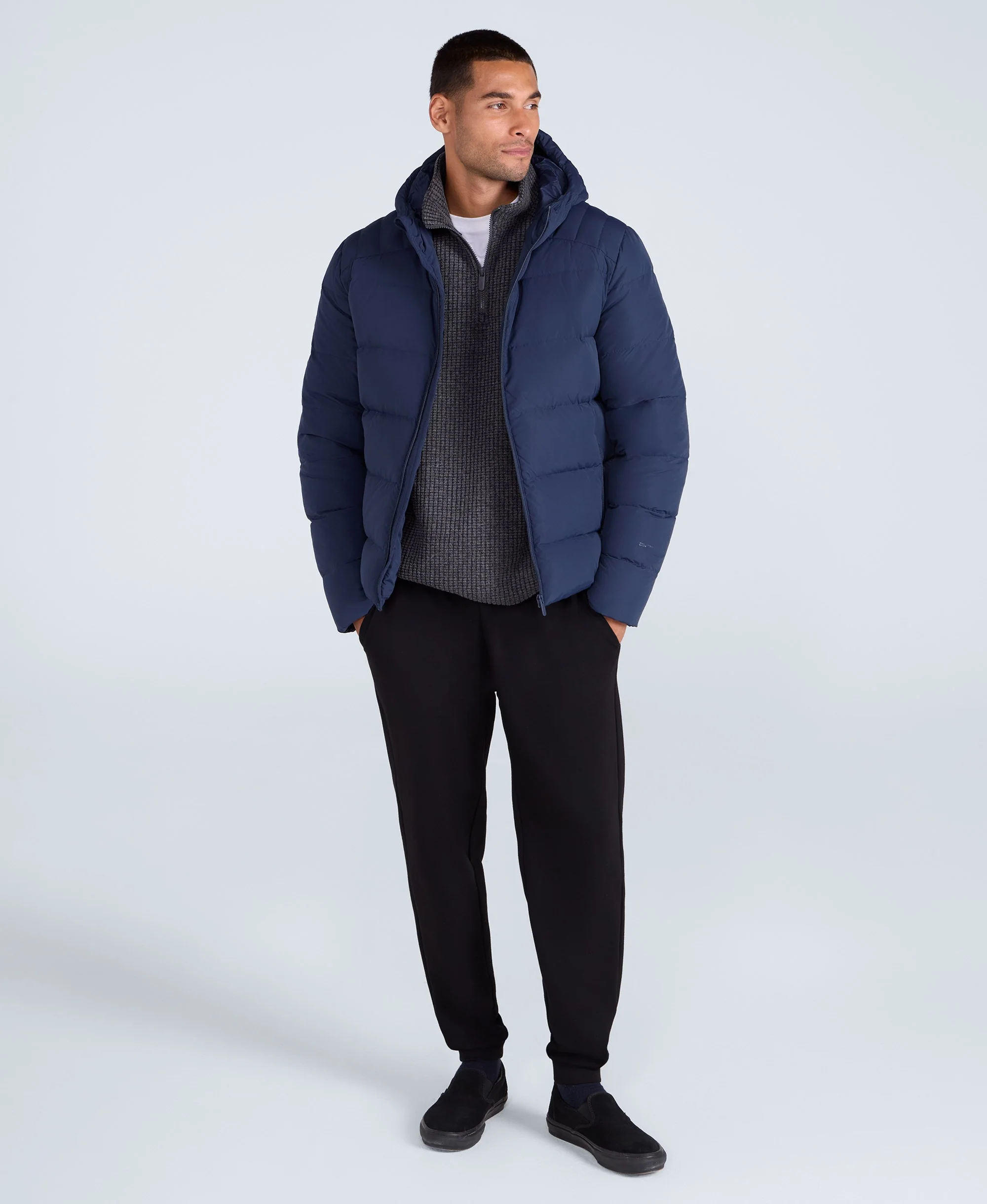 Mens Tech Down Mid Weight Jacket - Navy - Image 3