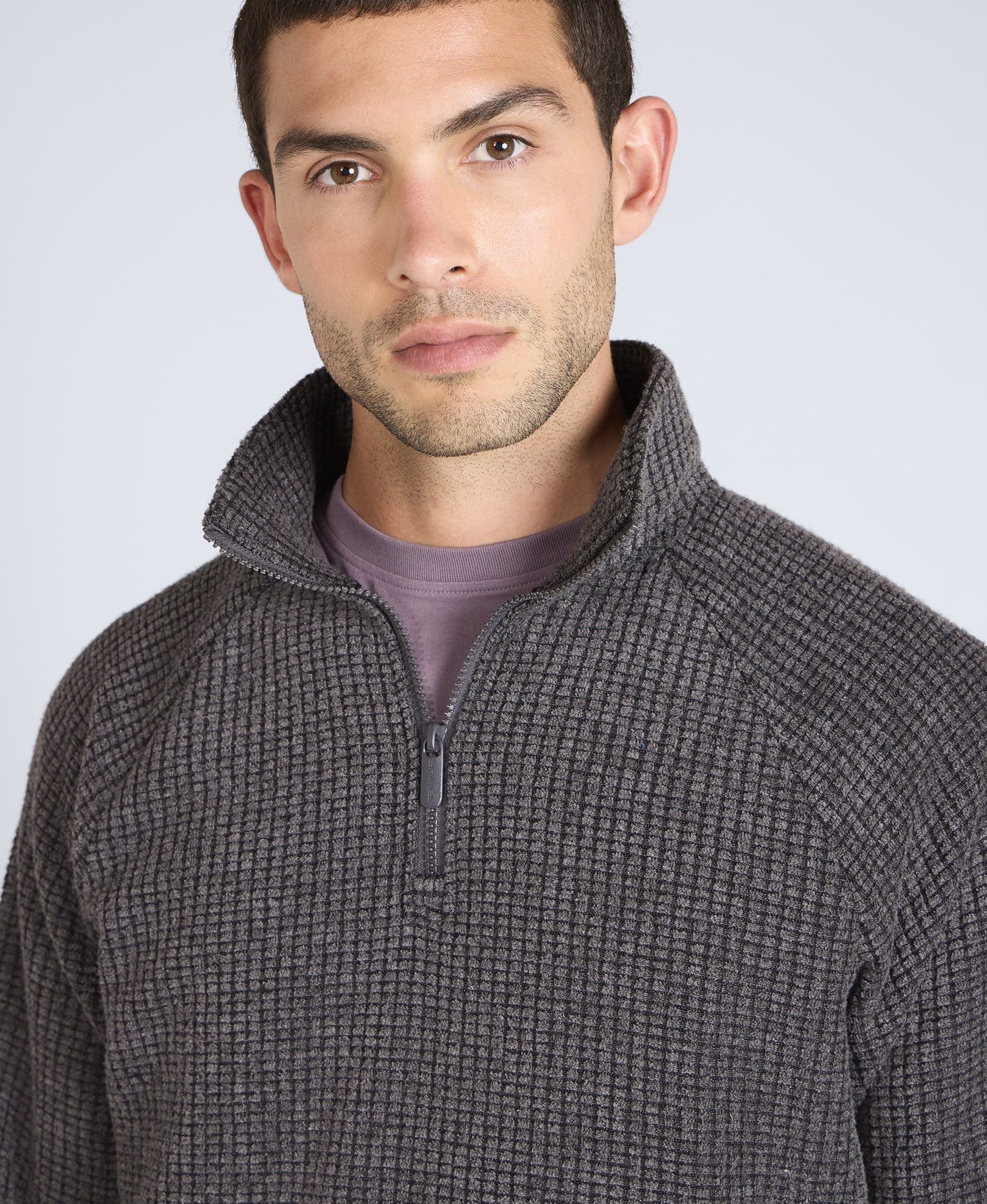 Mens Textured Half-Zip Fleece - Charcoal - Image 4
